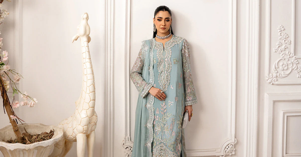3 Piece Embroidered Chiffon Suit