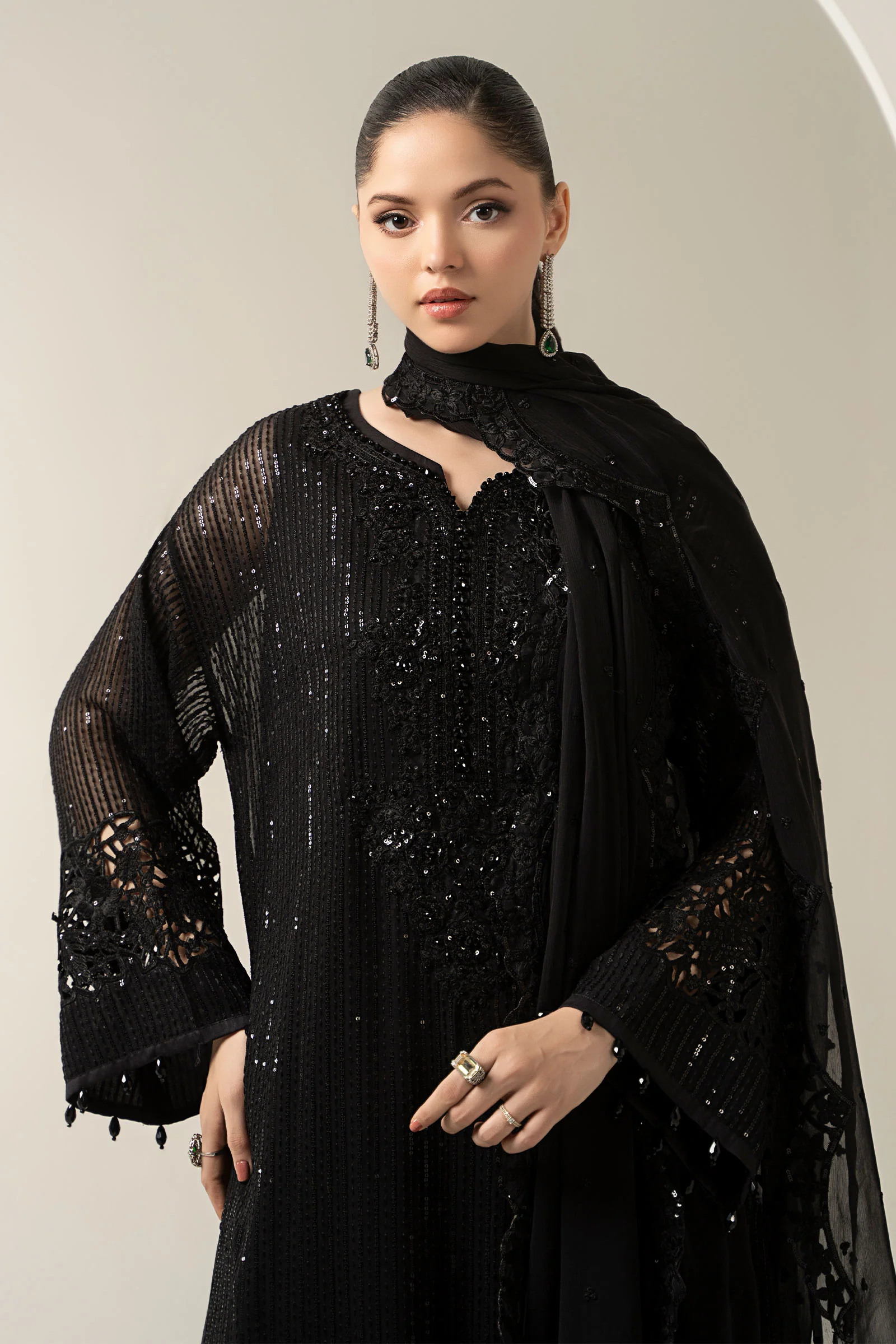 3 Piece Embroidered Chiffon Suit