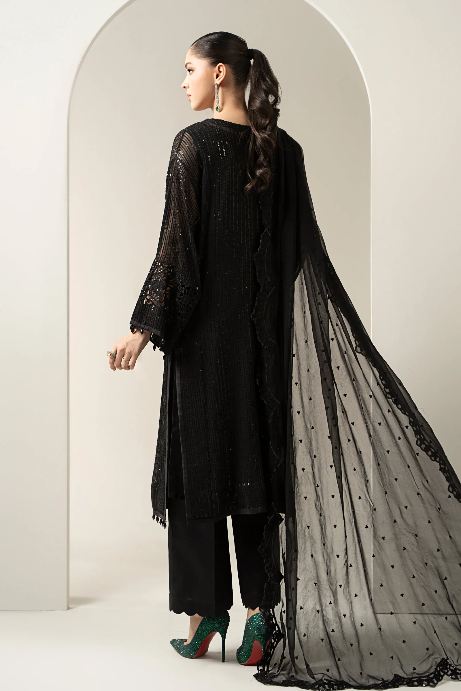 3 Piece Embroidered Chiffon Suit