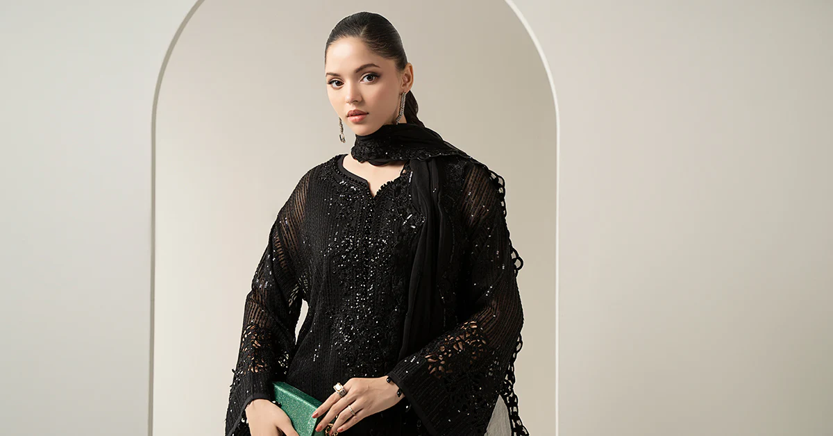 3 Piece Embroidered Chiffon Suit
