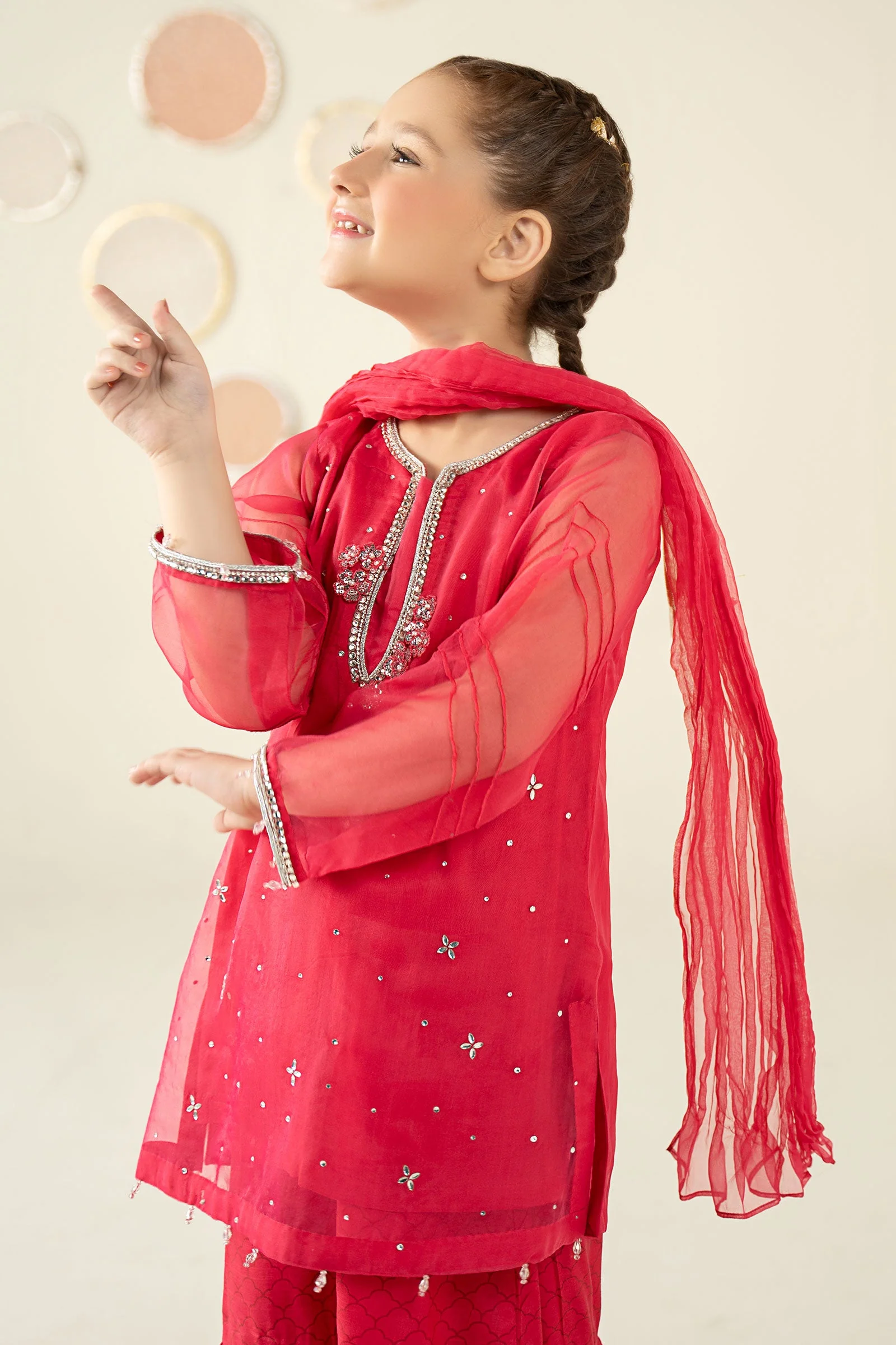 3 Piece Embellished Organza Suit