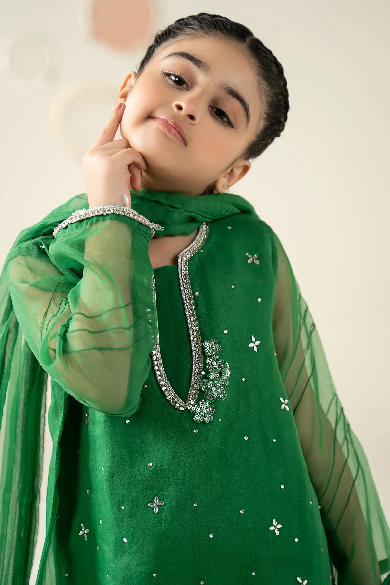 3 Piece Embellished Organza Suit