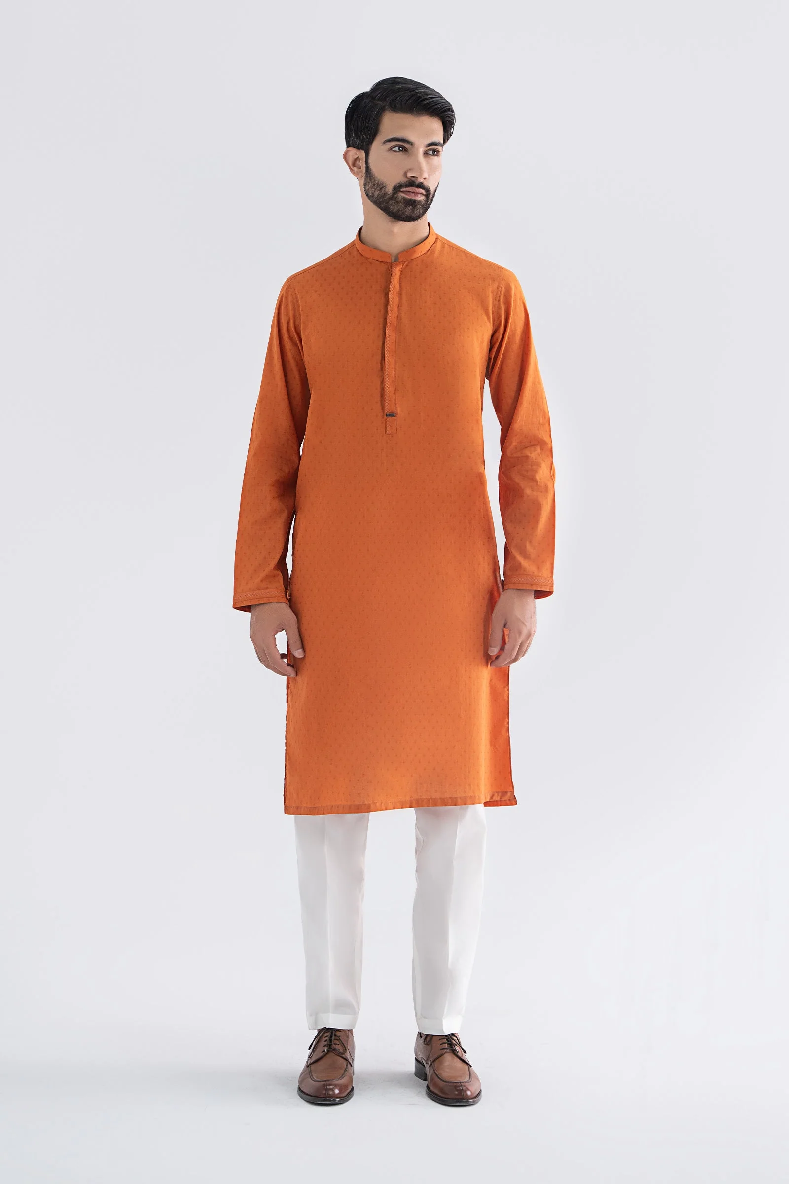 Embroidered Jacquard Kurta
