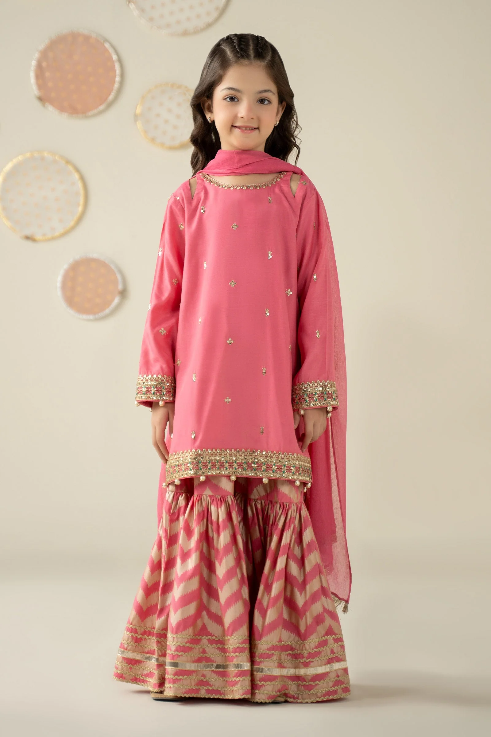 3 Piece Embroidered Raw Silk Suit
