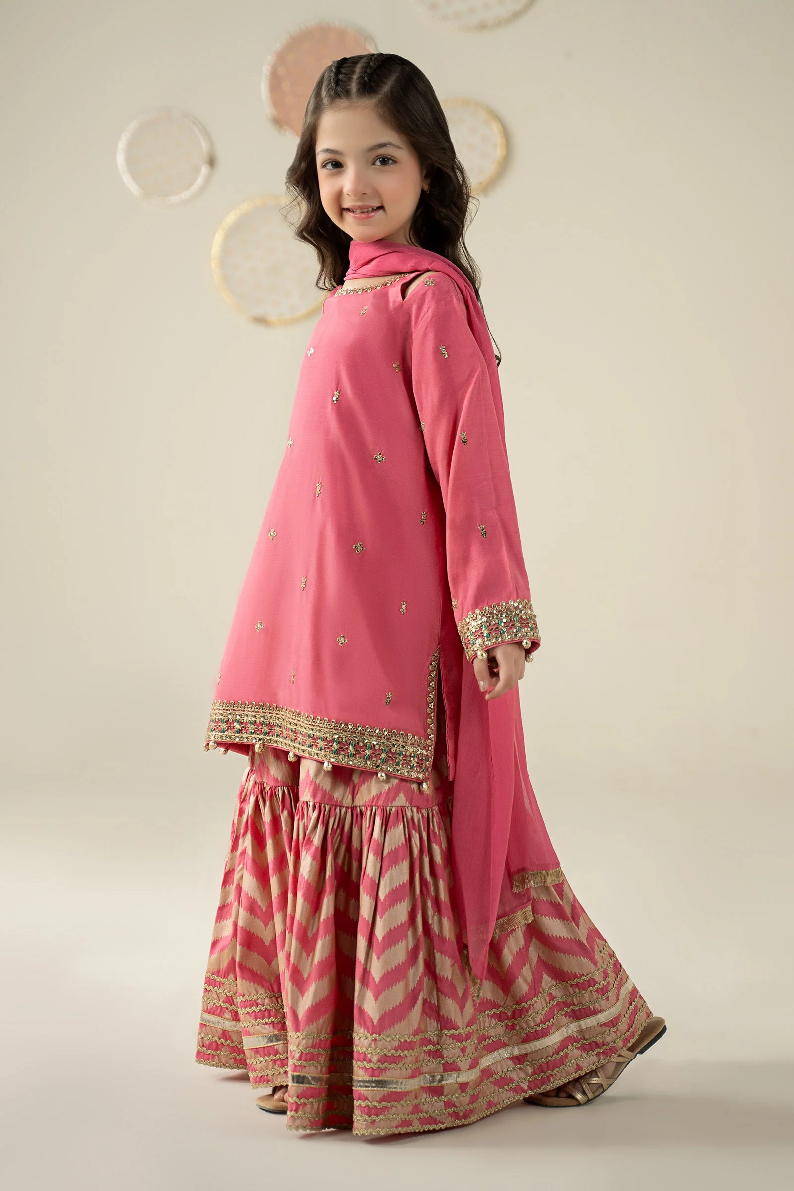 3 Piece Embroidered Raw Silk Suit