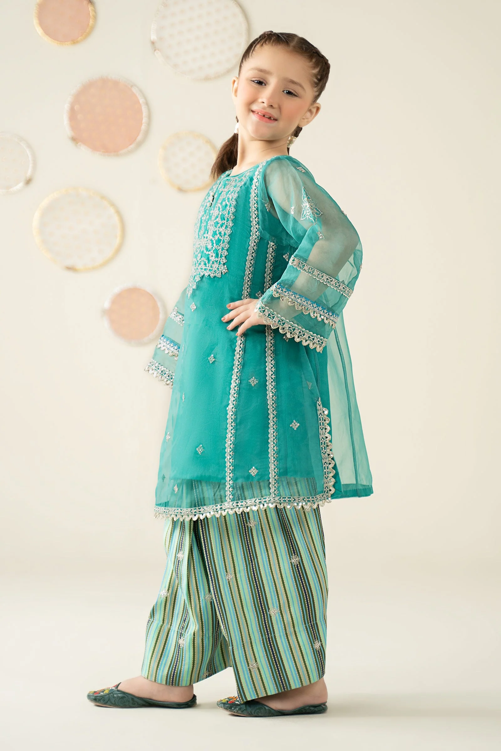 2 Piece Embroidered Organza Suit