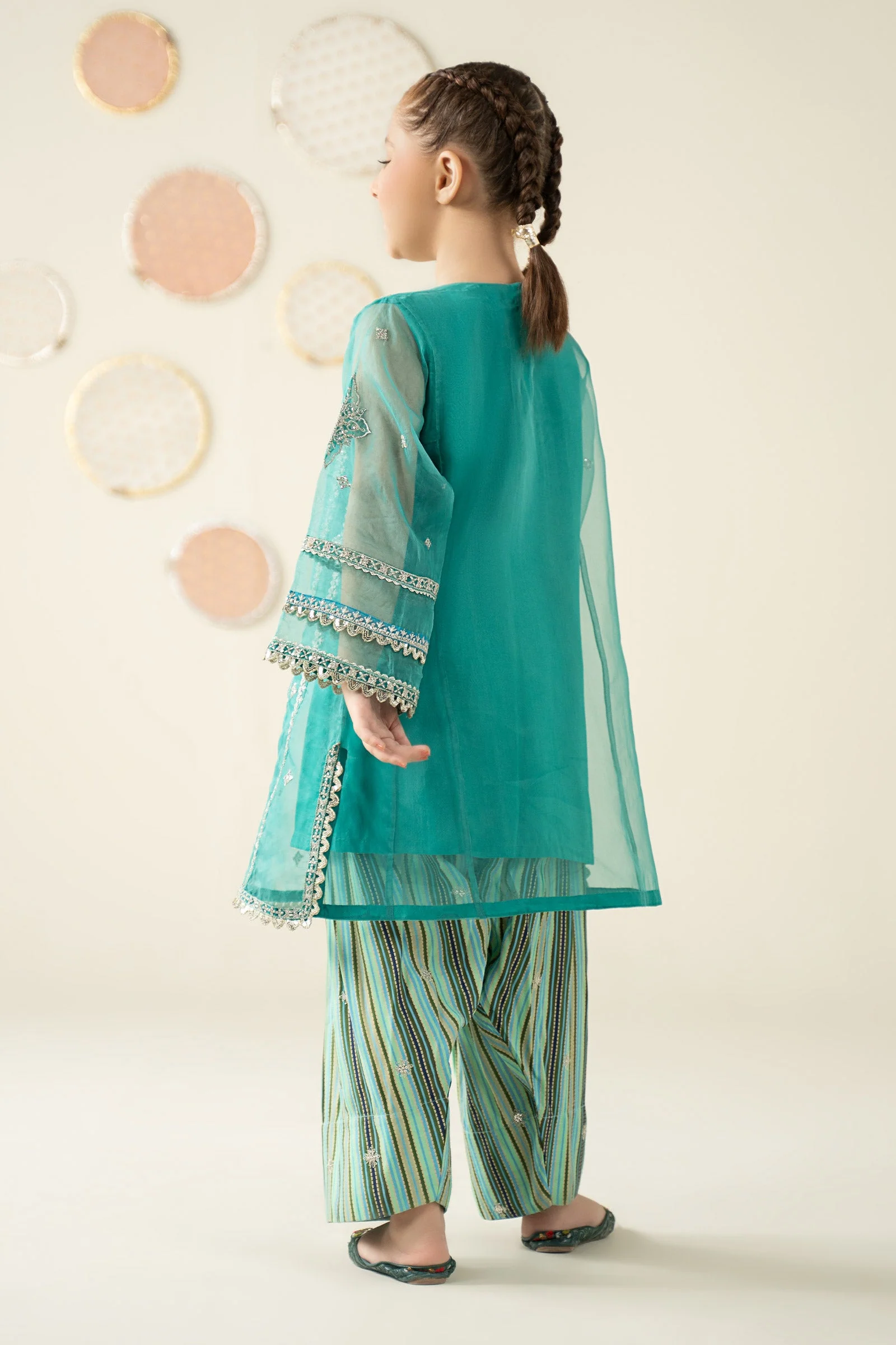 2 Piece Embroidered Organza Suit