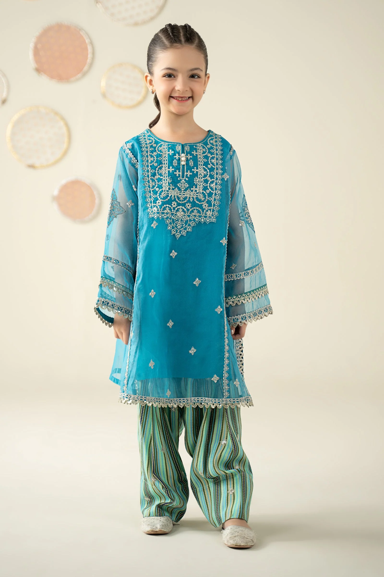 2 Piece Embroidered Organza Suit