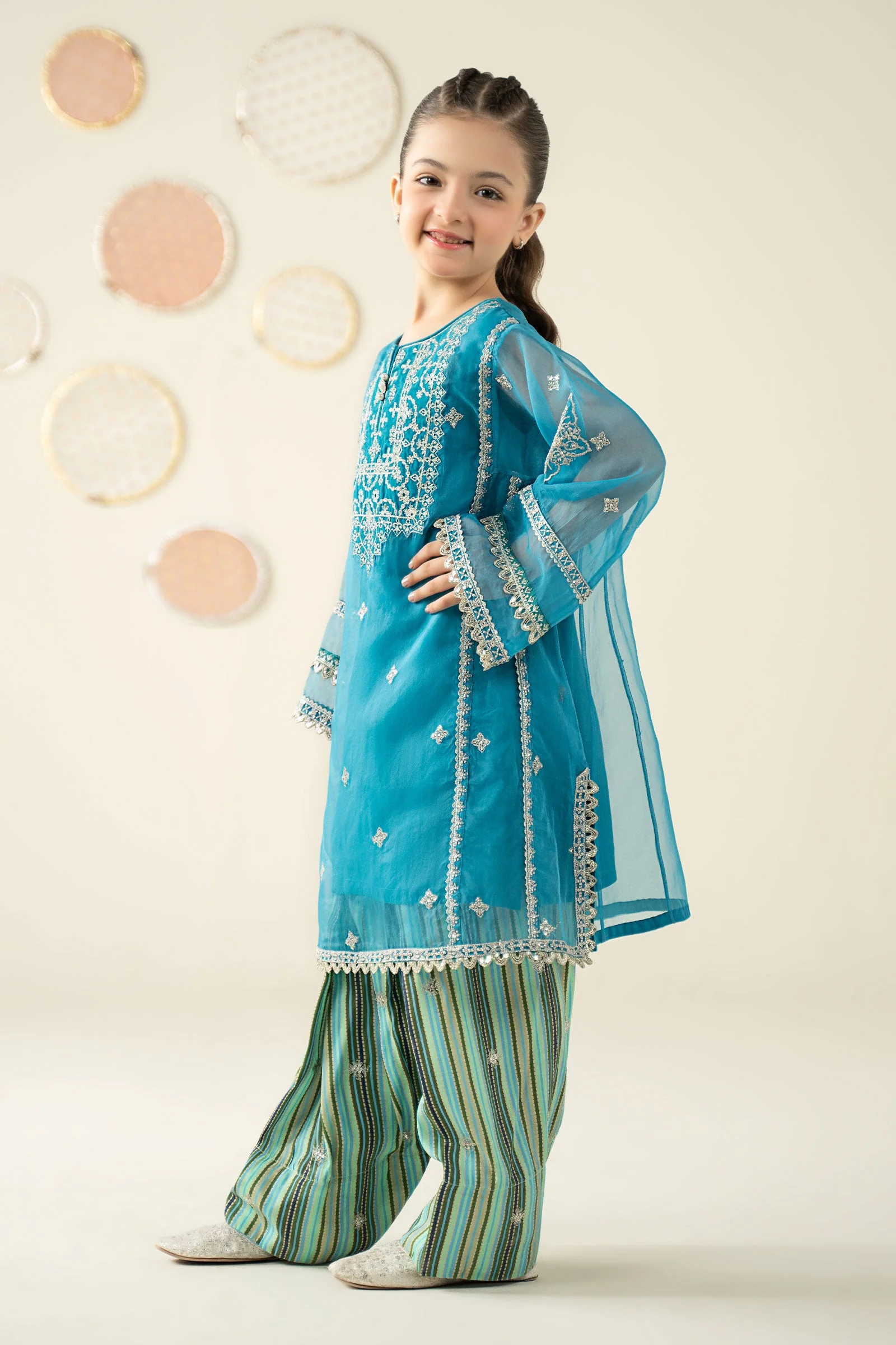 2 Piece Embroidered Organza Suit