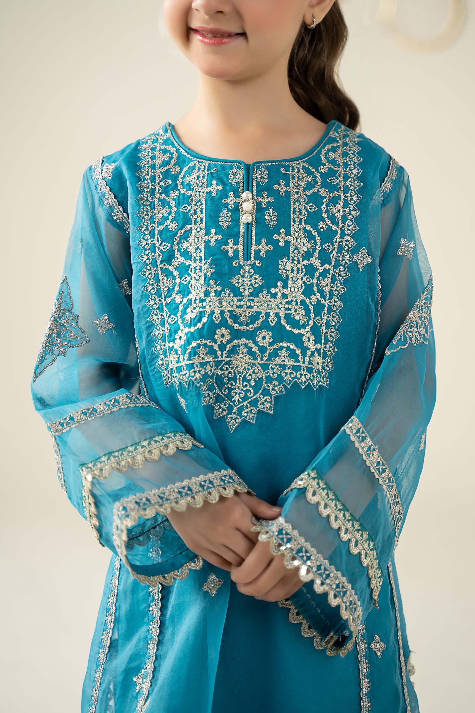 2 Piece Embroidered Organza Suit