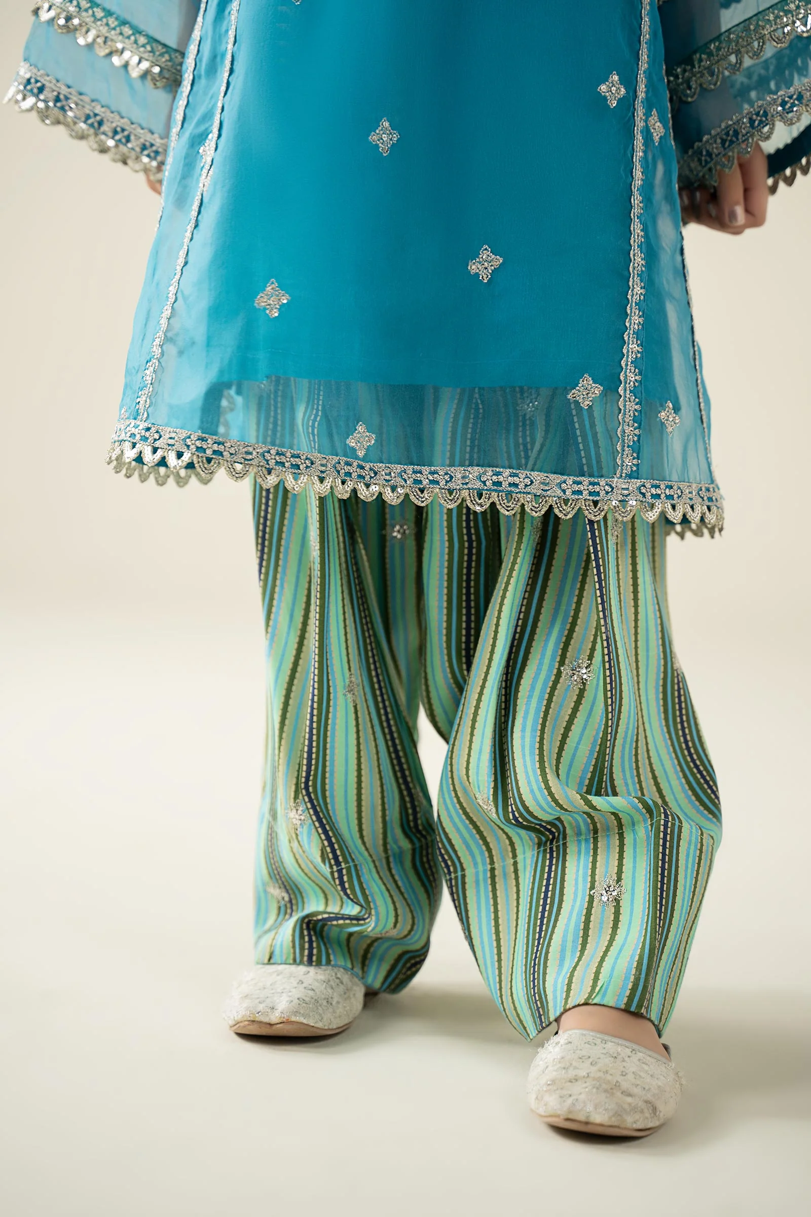 2 Piece Embroidered Organza Suit