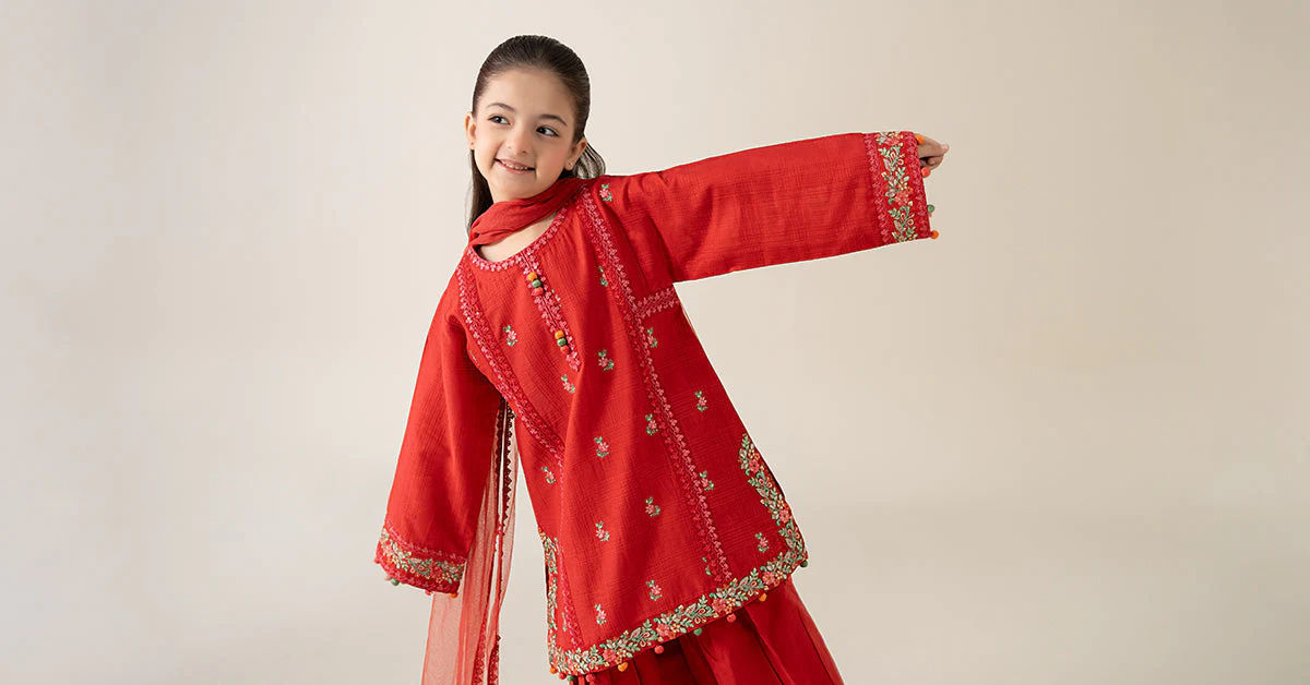 3 Piece Embroidered Dobby Suit