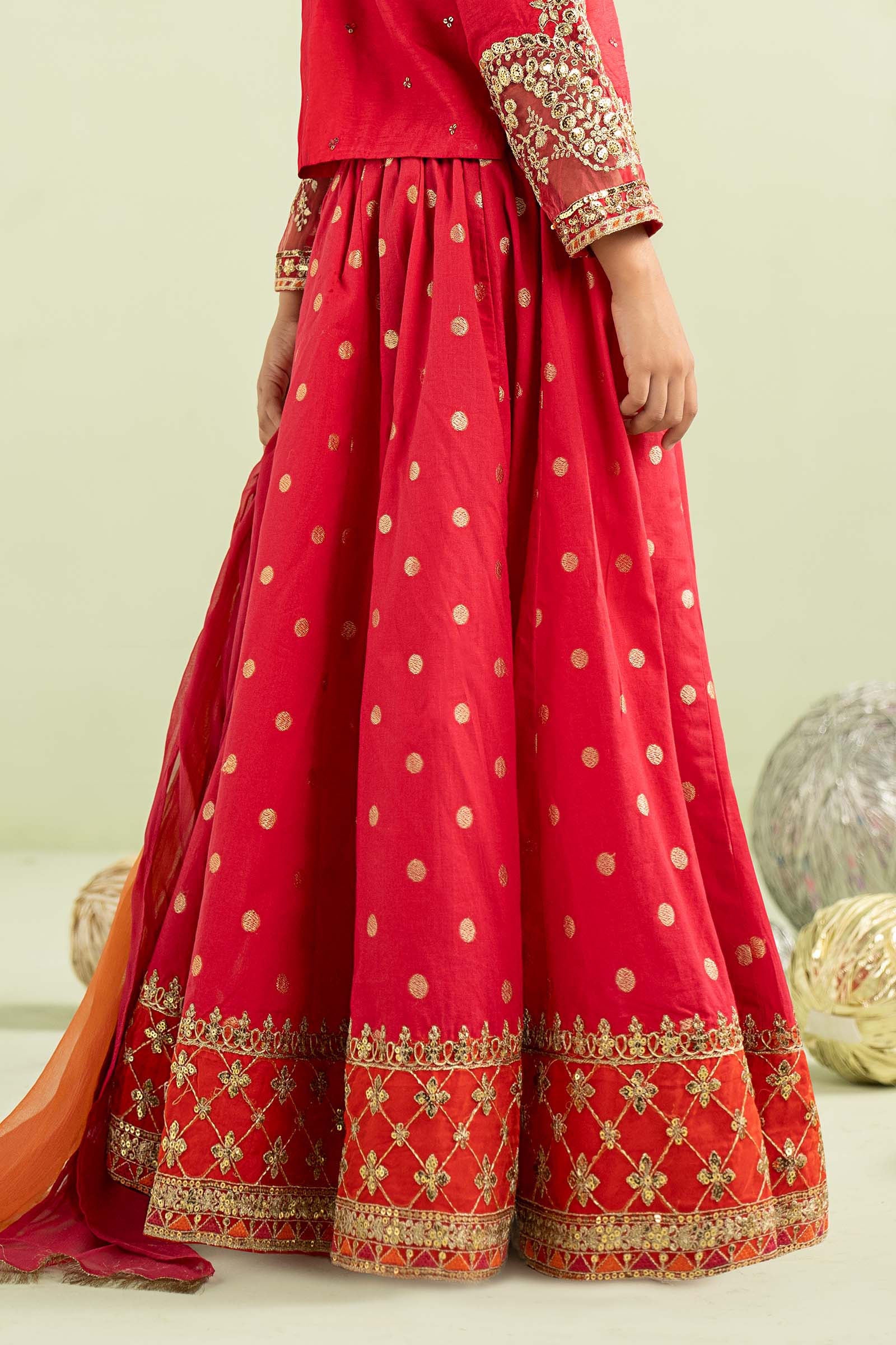 3 Piece Embroidered Raw Silk Suit