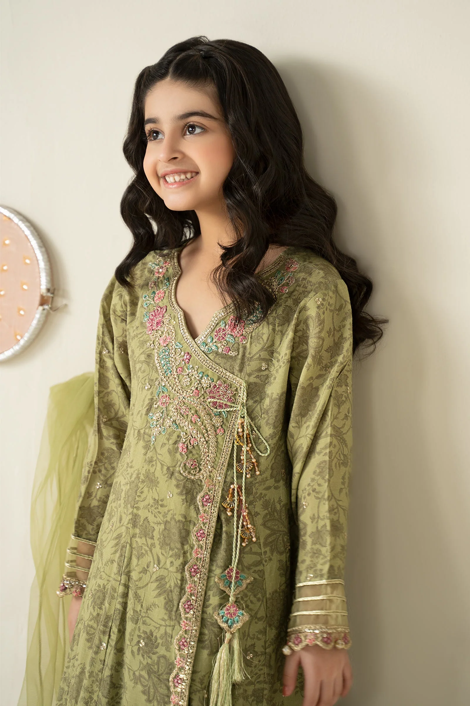 3 Piece Embroidered Raw Silk Suit