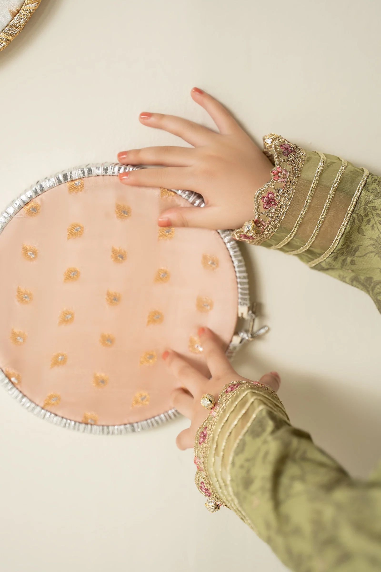 3 Piece Embroidered Raw Silk Suit