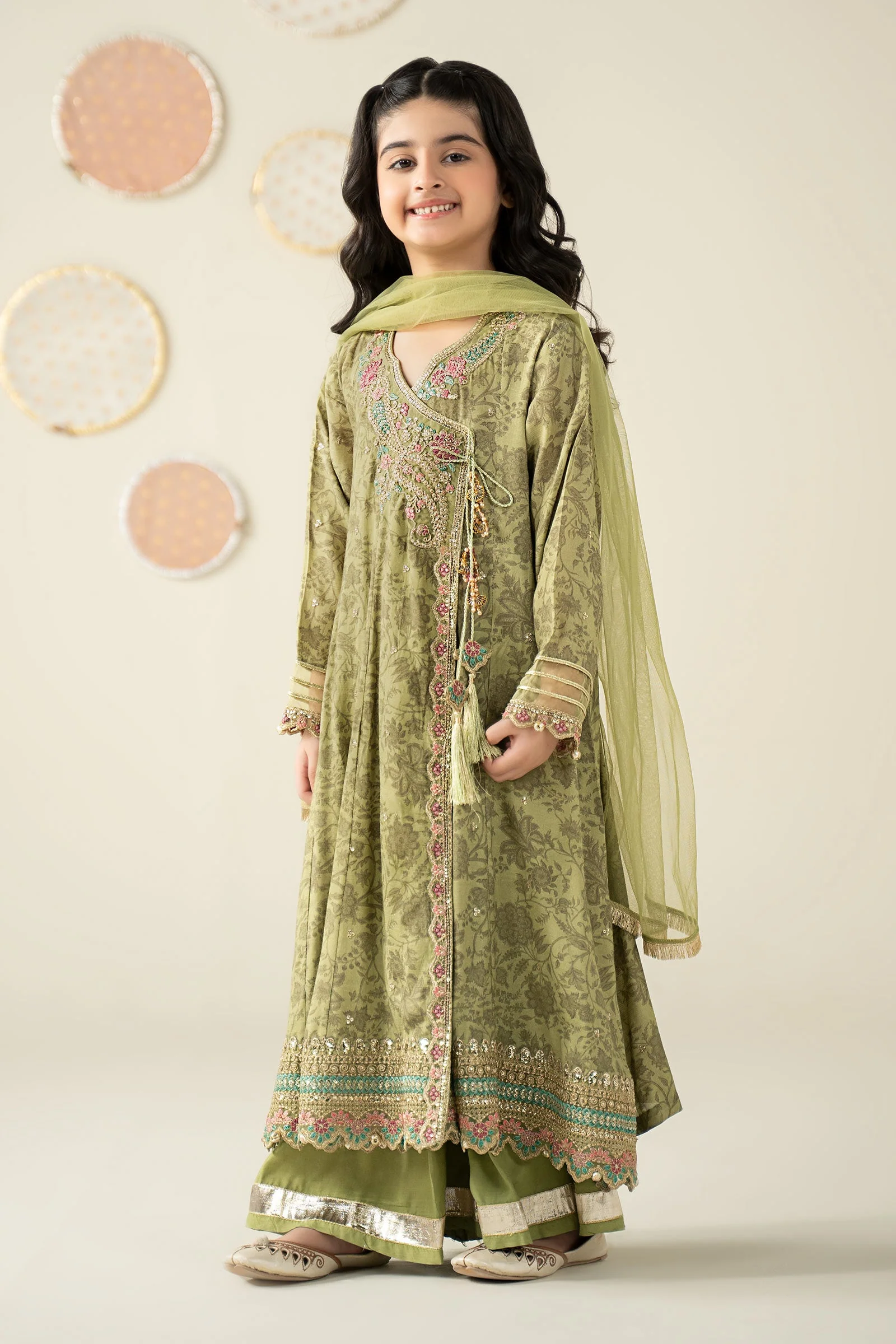 3 Piece Embroidered Raw Silk Suit