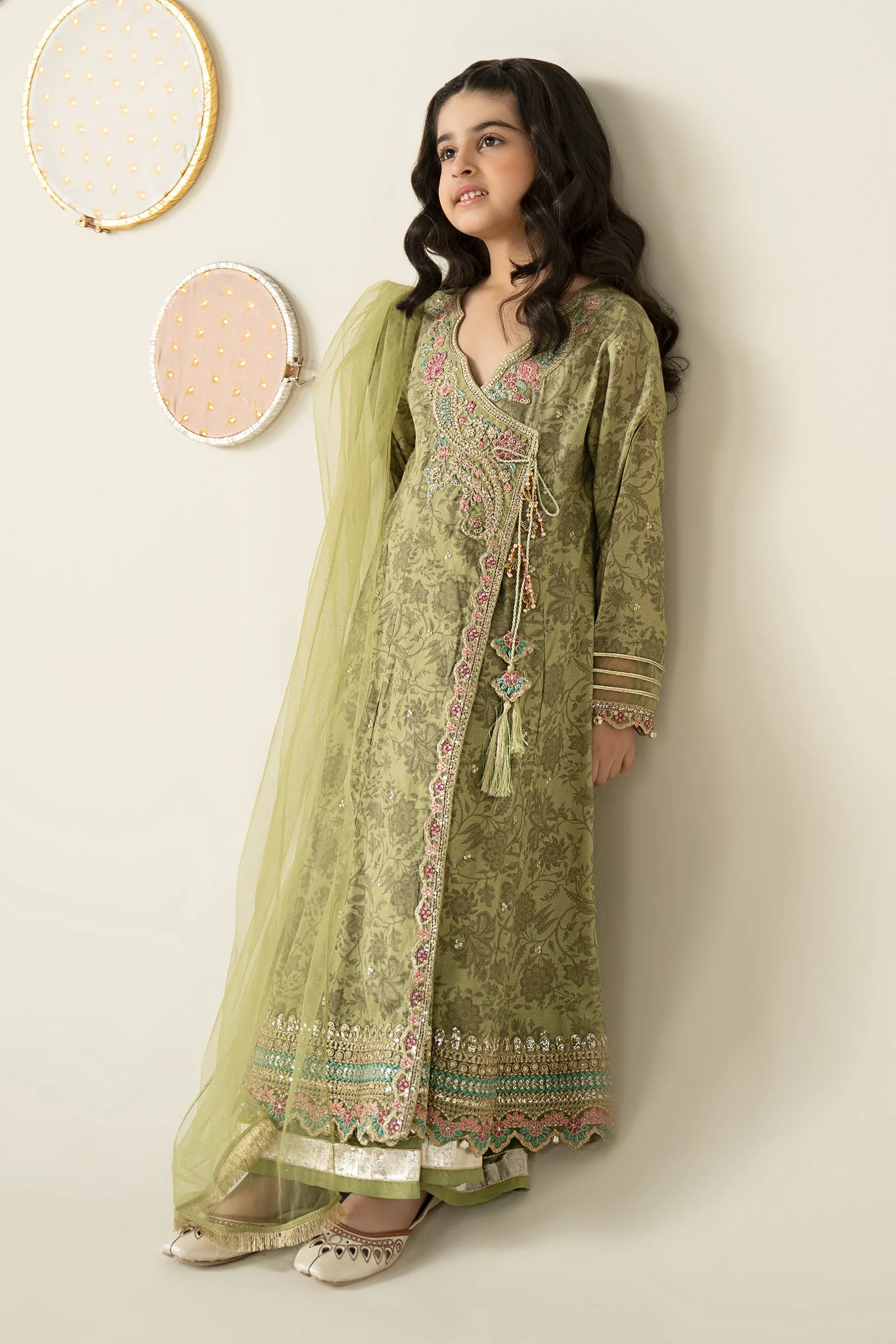 3 Piece Embroidered Raw Silk Suit