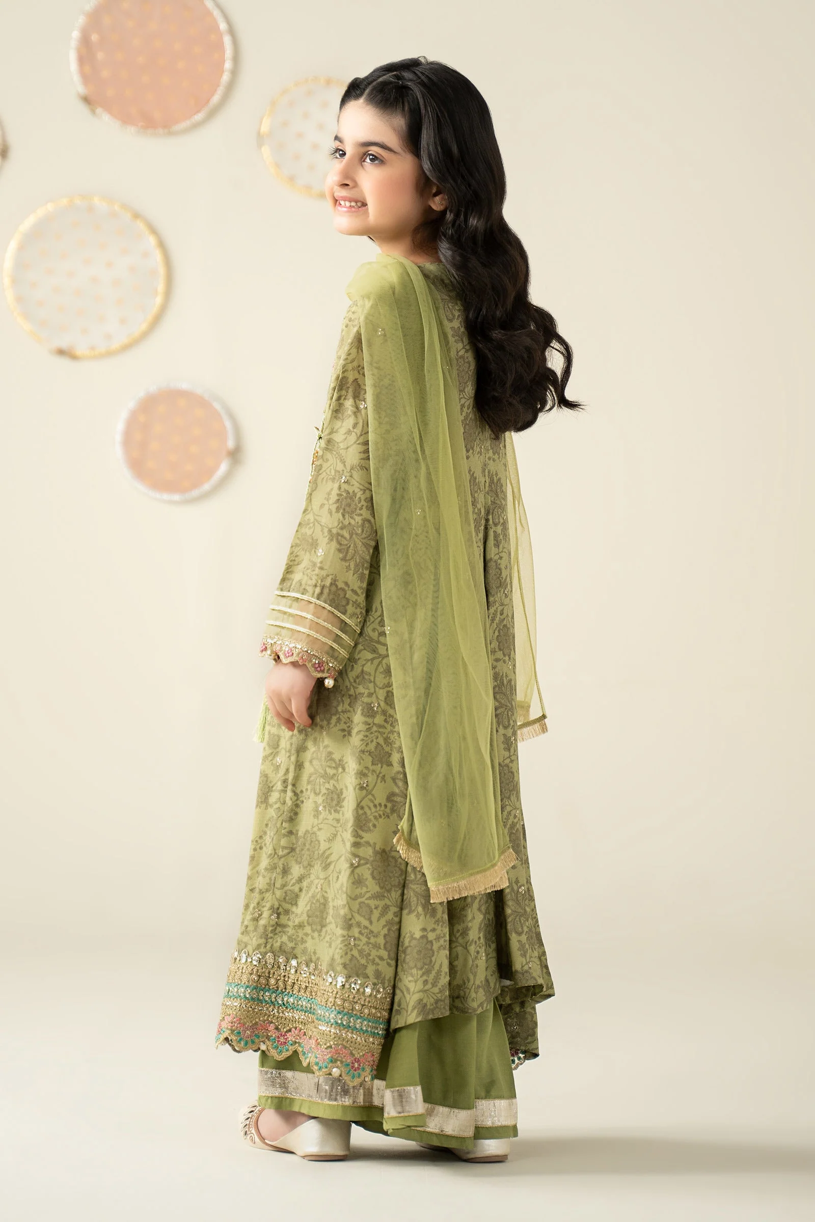 3 Piece Embroidered Raw Silk Suit