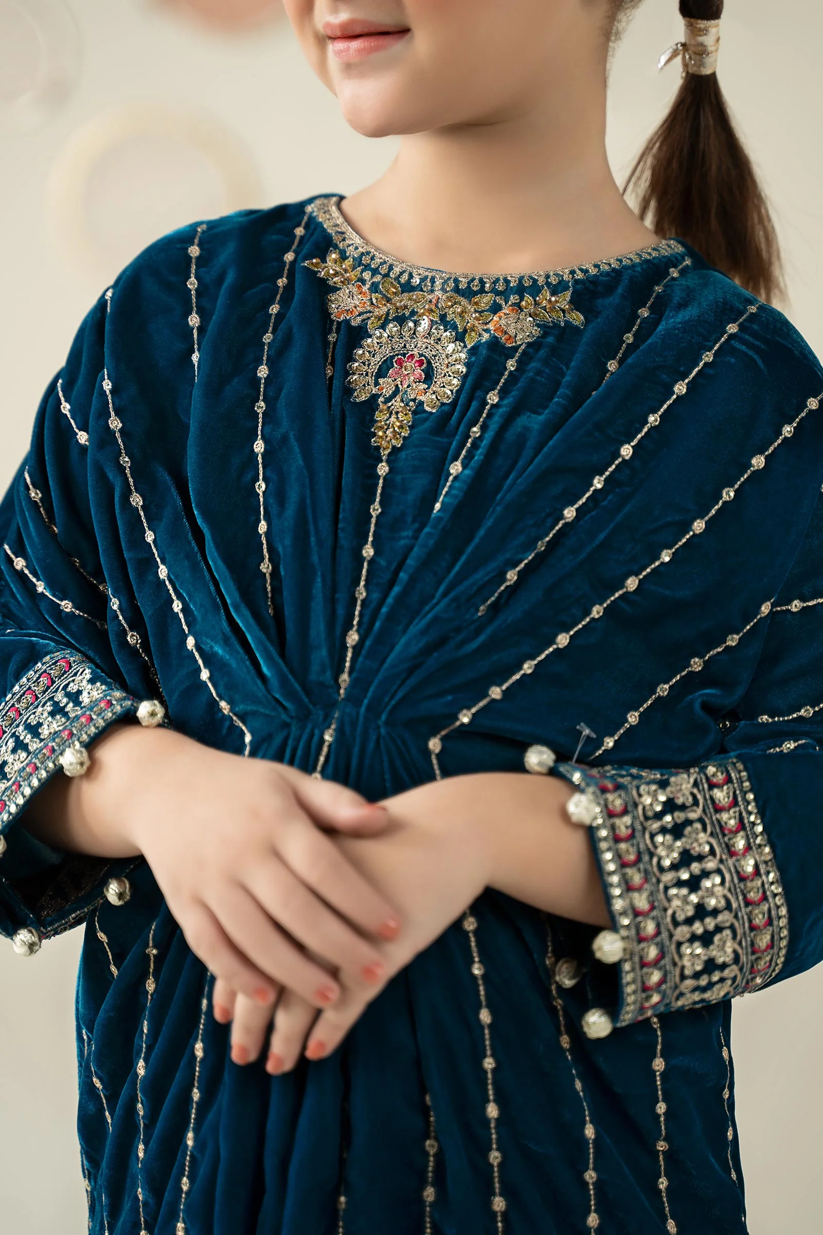 2 Piece Embroidered Velvet Suit