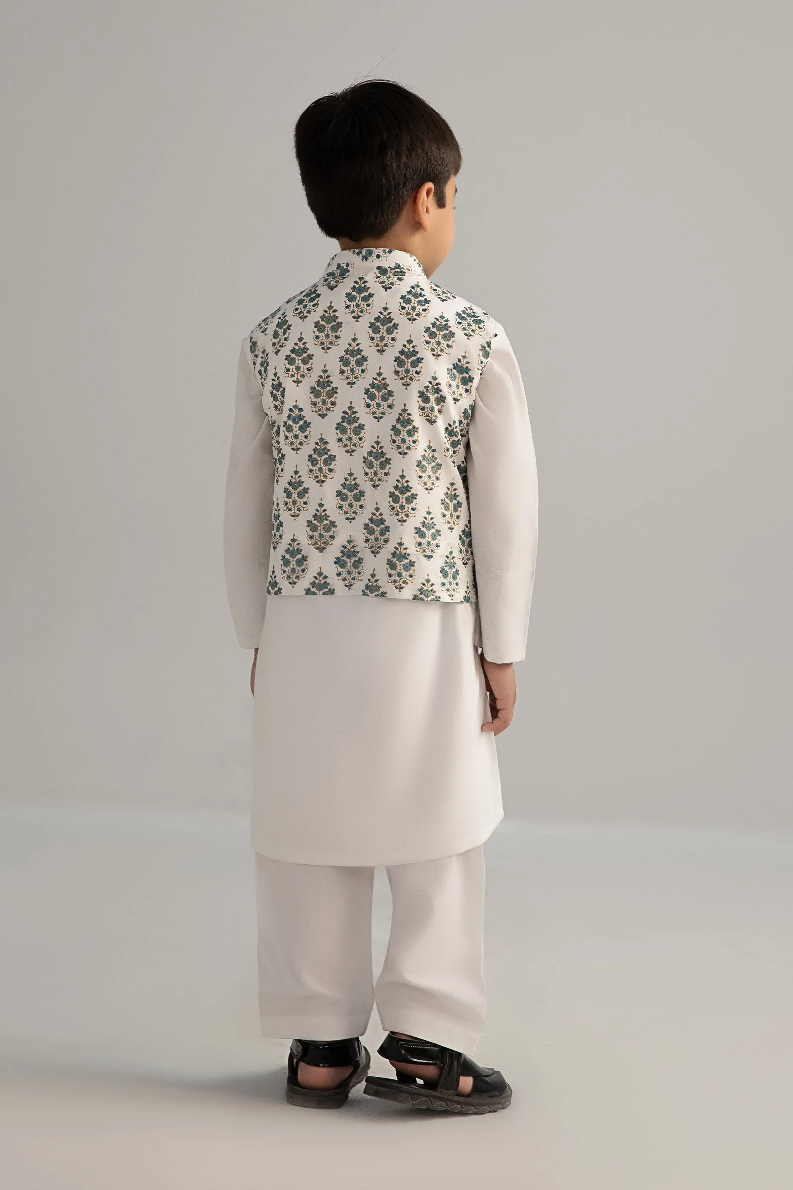 3 Piece Printed Blended Suit