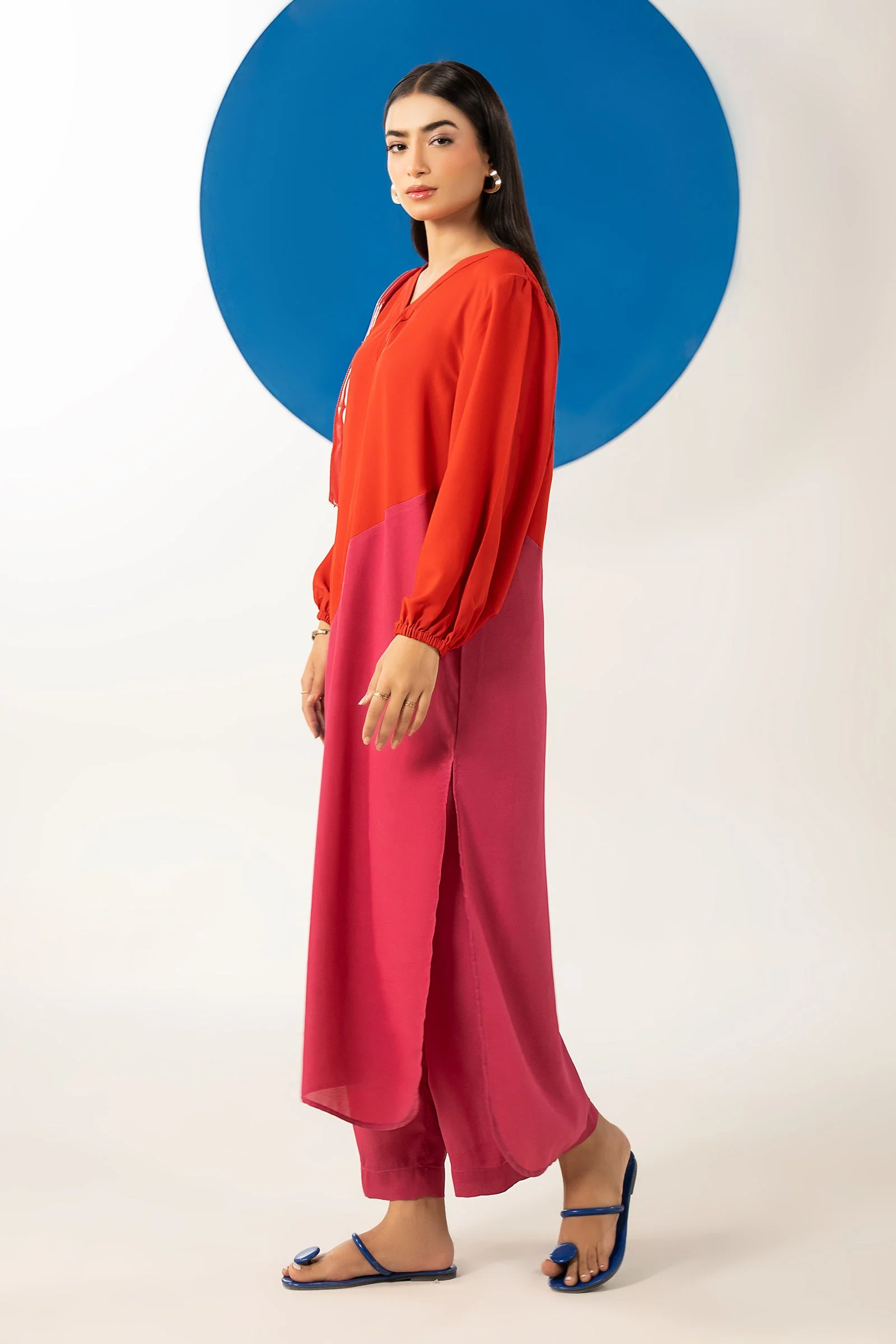 2 Pc Dyed Georgette Suit