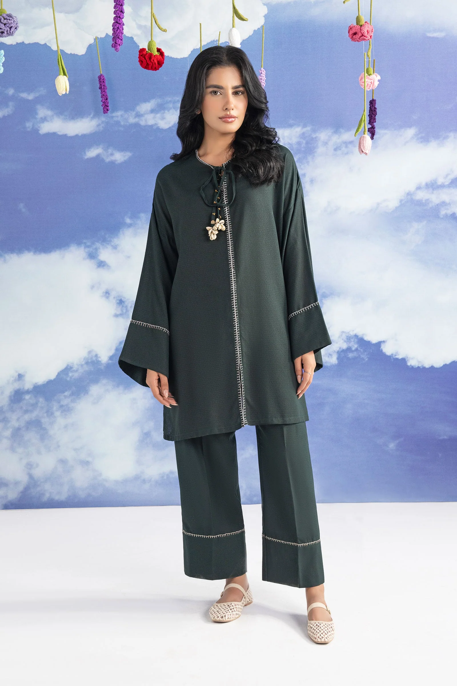 2 Pc Dyed Rib Karandi Suit