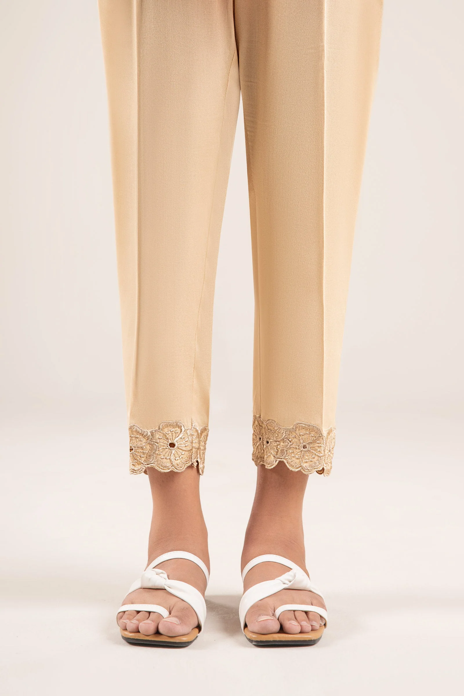 Embroidered Cotton Viscose Trouser