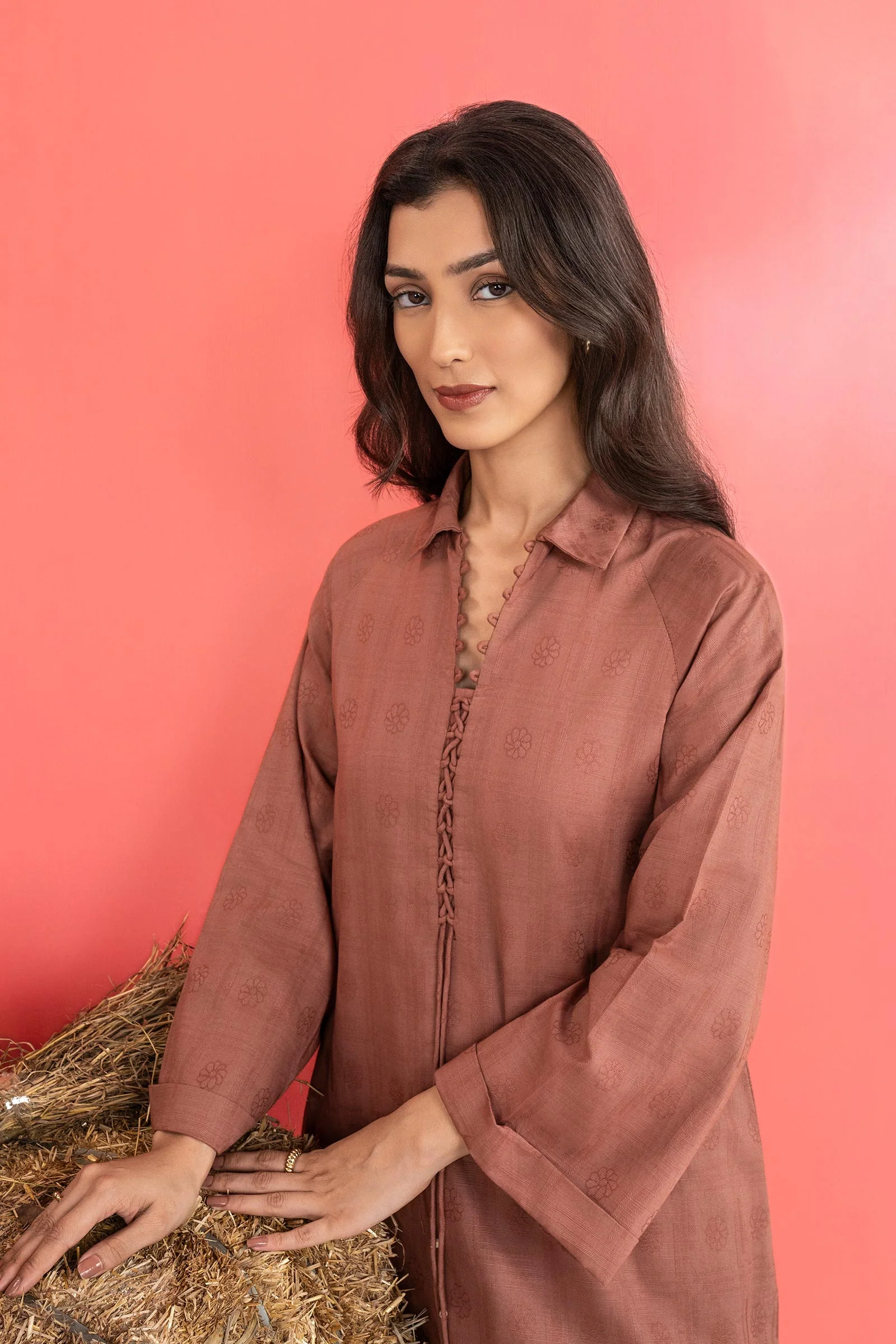 2 Pc Dyed Khaddar Jacquard Suit