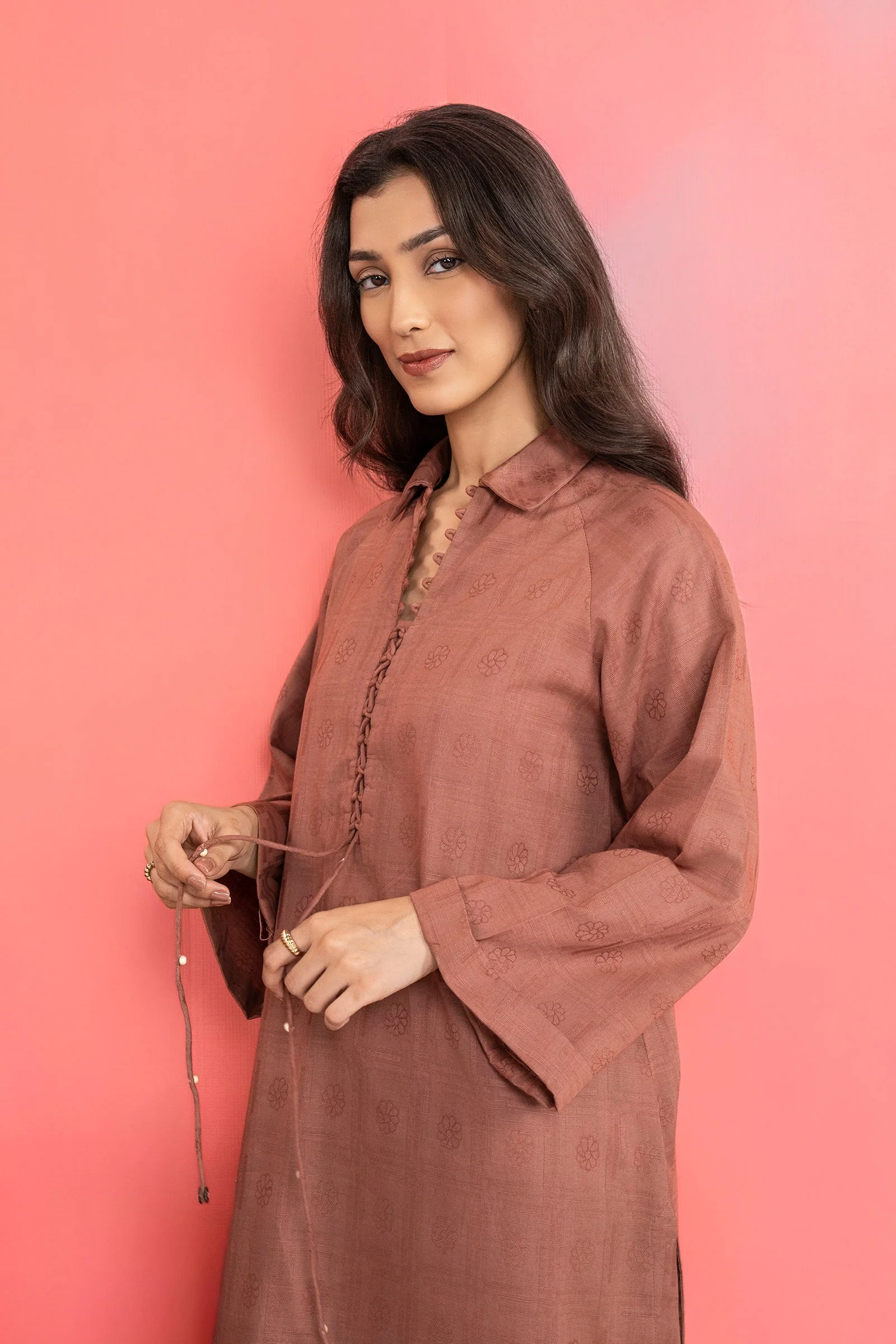 2 Pc Dyed Khaddar Jacquard Suit