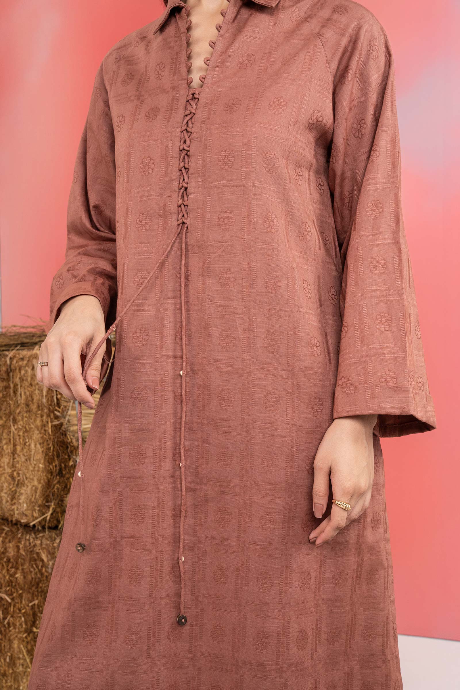 2 Pc Dyed Khaddar Jacquard Suit