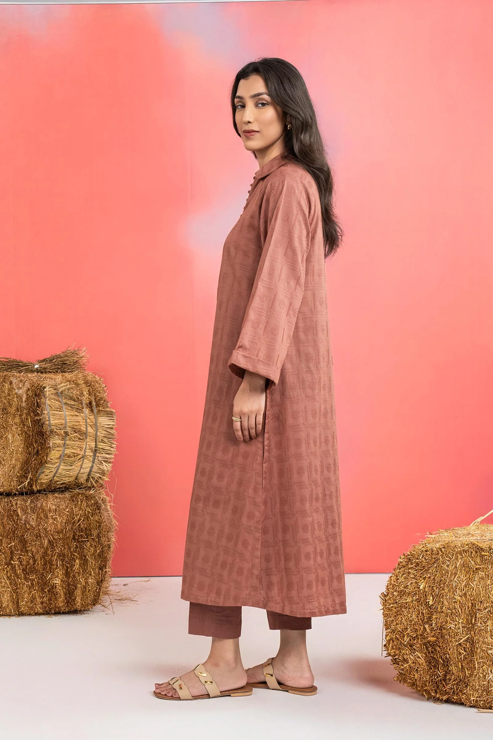 2 Pc Dyed Khaddar Jacquard Suit