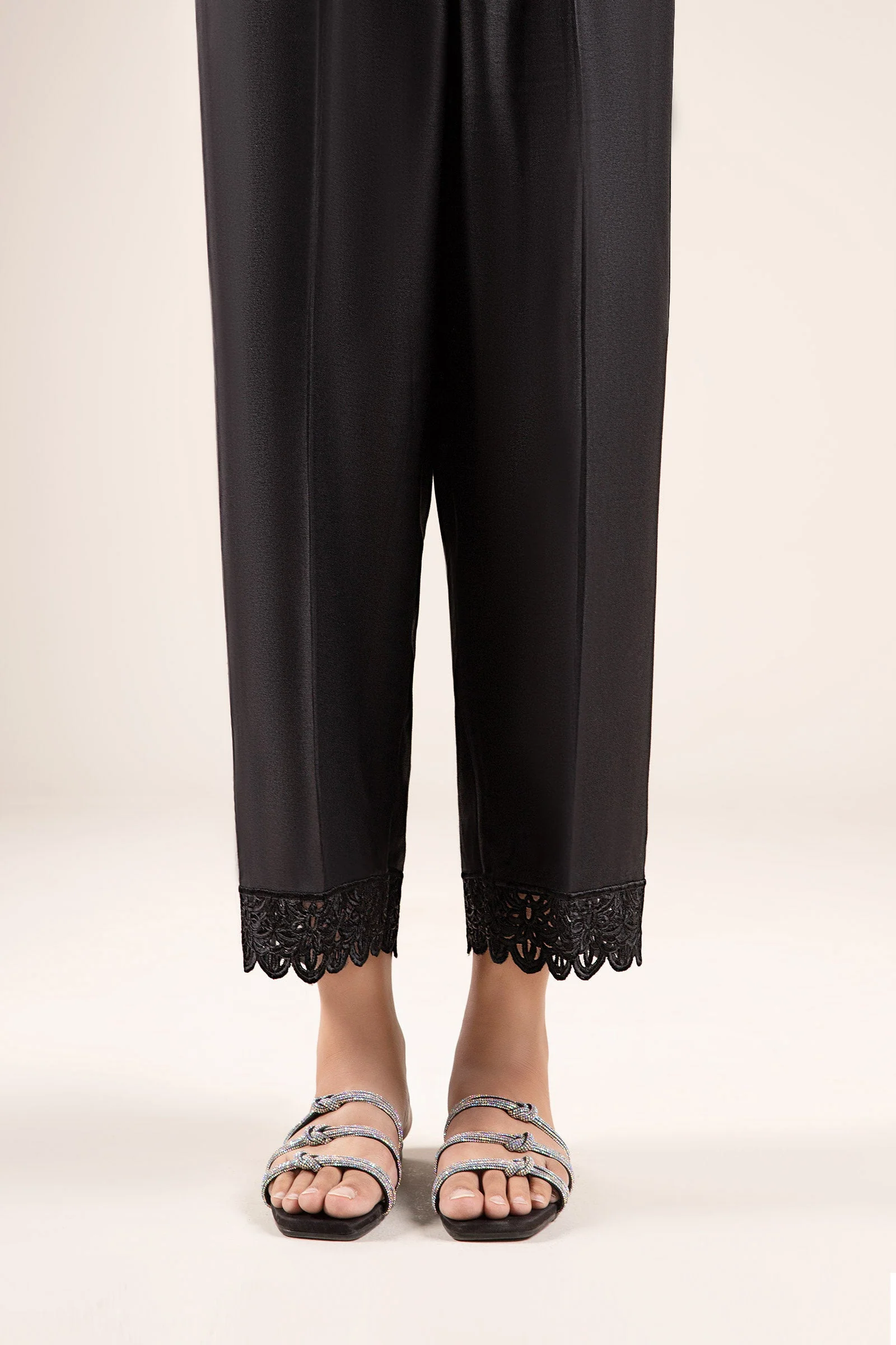 Embroidered Cotton Viscose Trouser