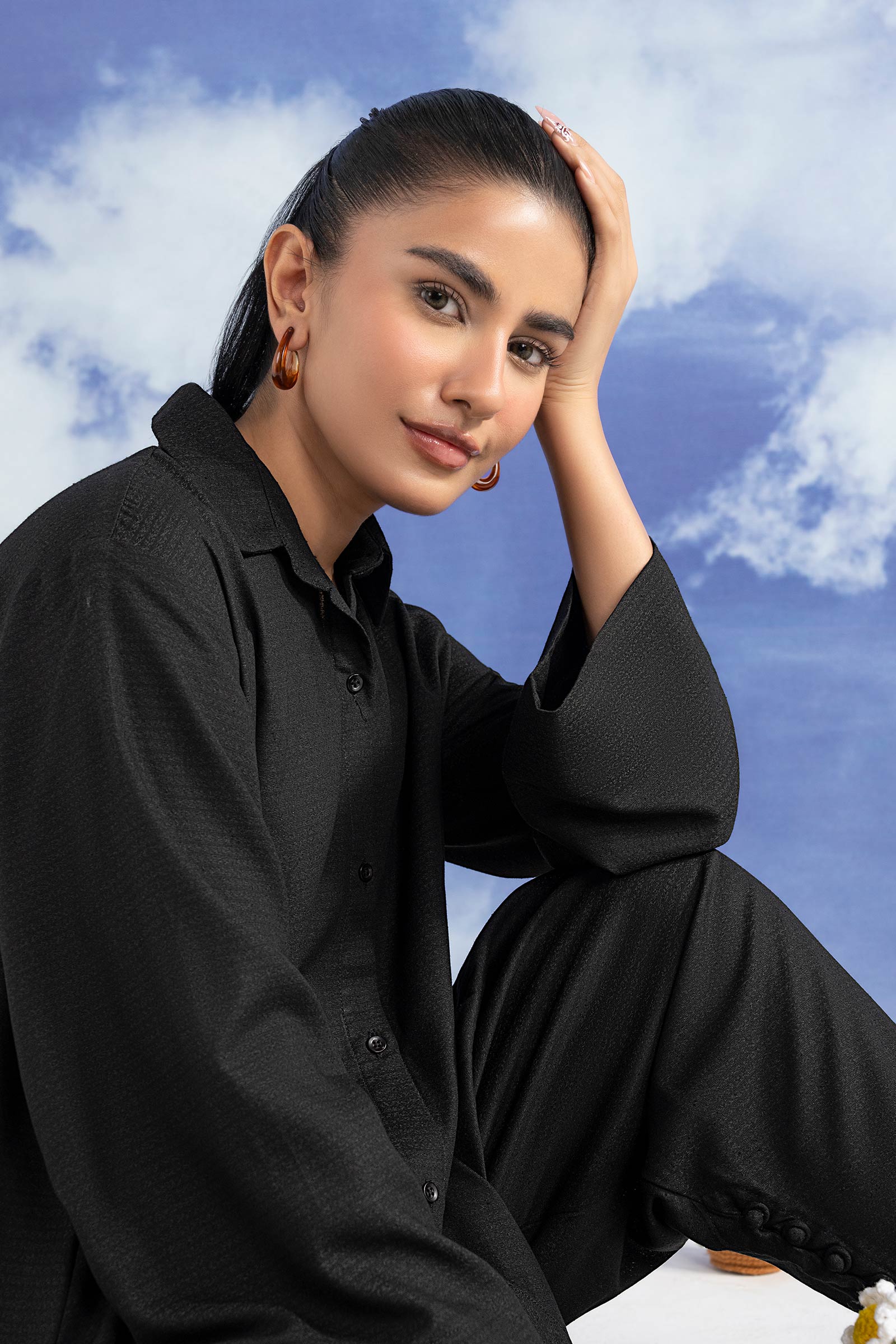 2 Pc Dyed Rib Karandi Suit