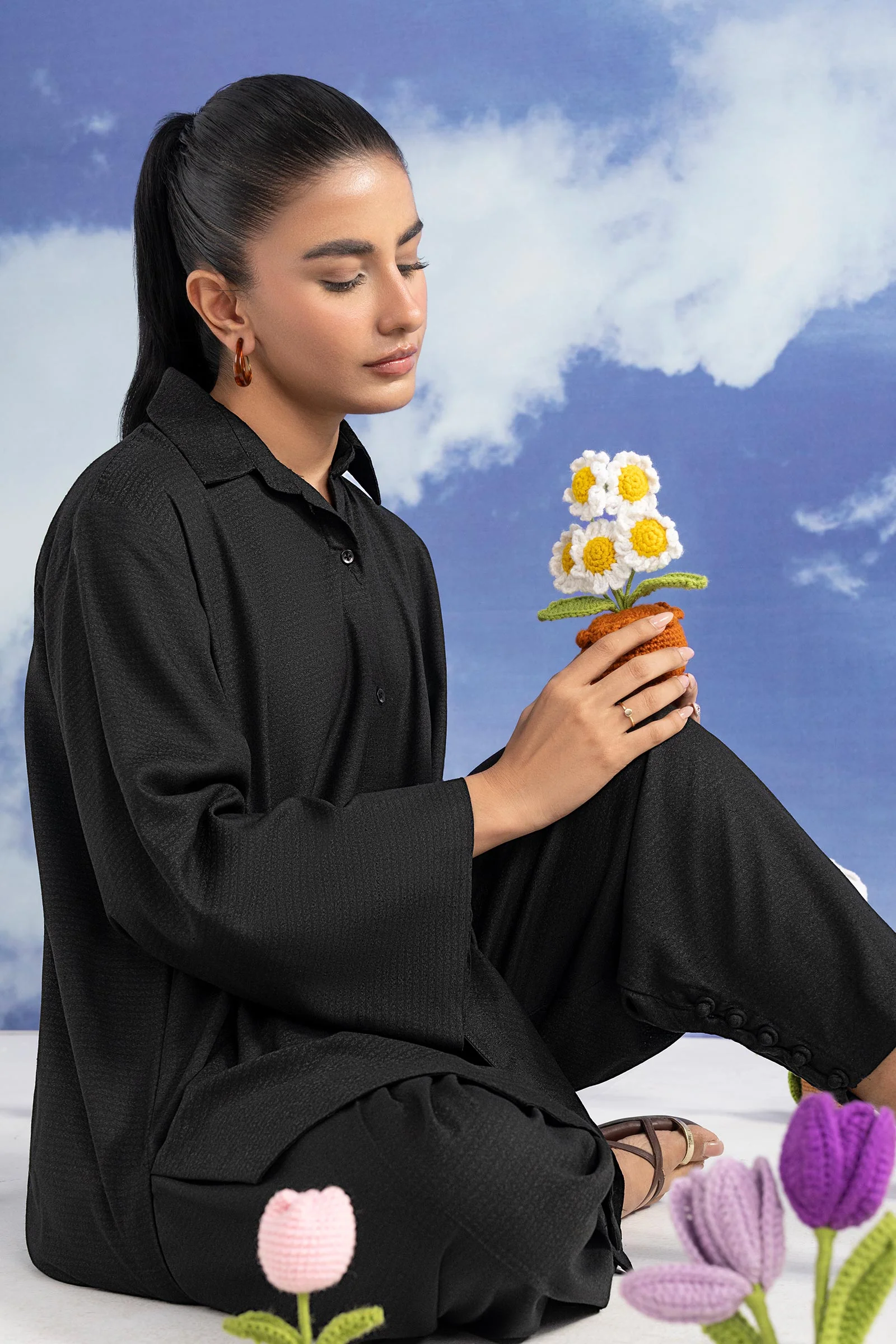 2 Pc Dyed Rib Karandi Suit