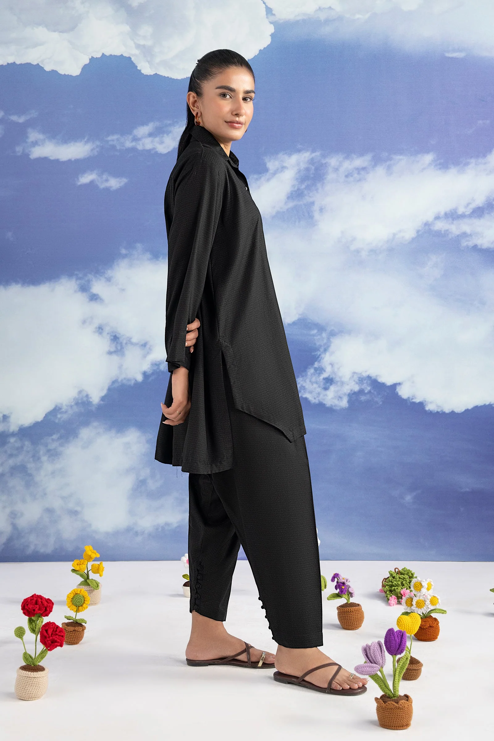 2 Pc Dyed Rib Karandi Suit