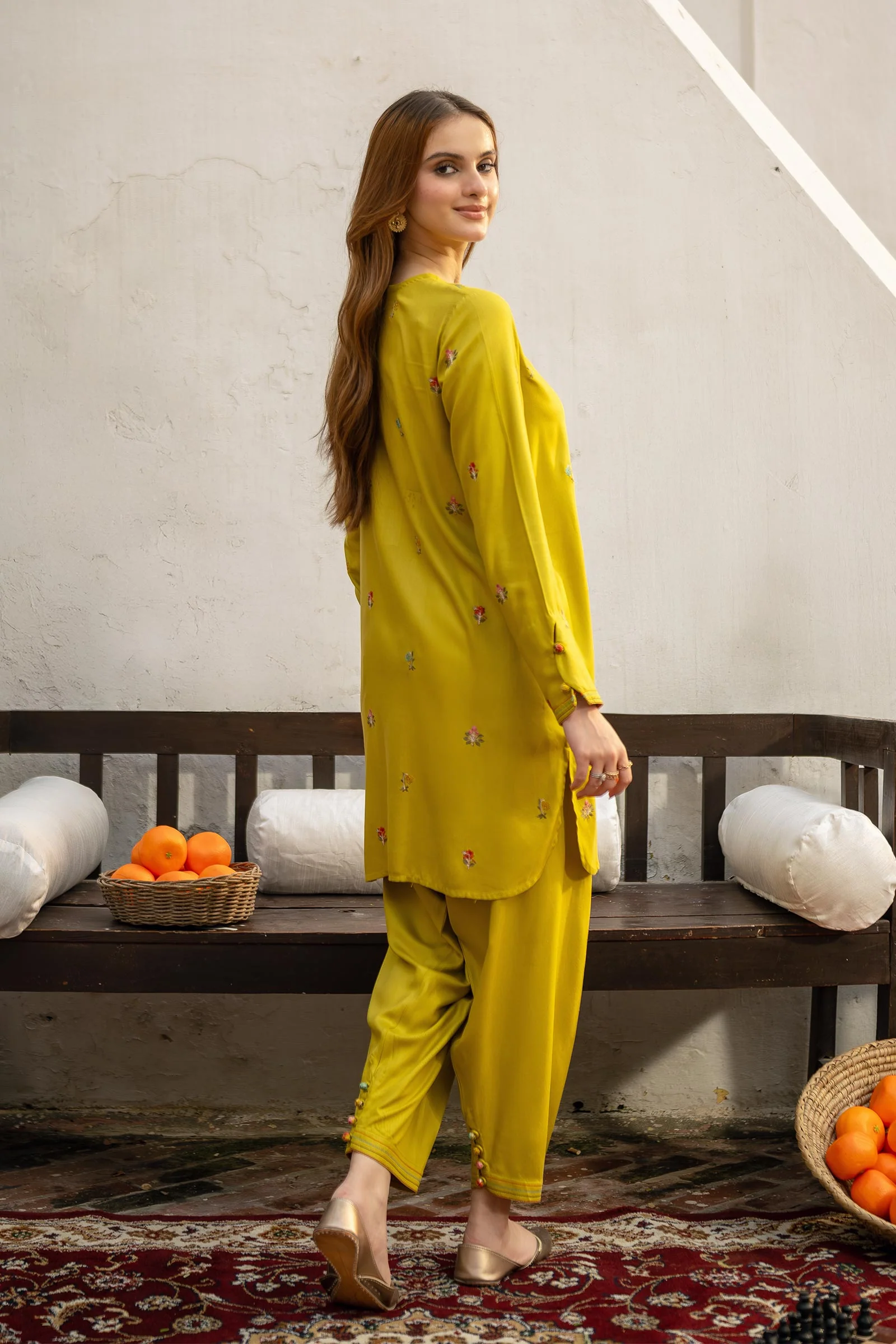 2 Pc Embroidered Twill Suit