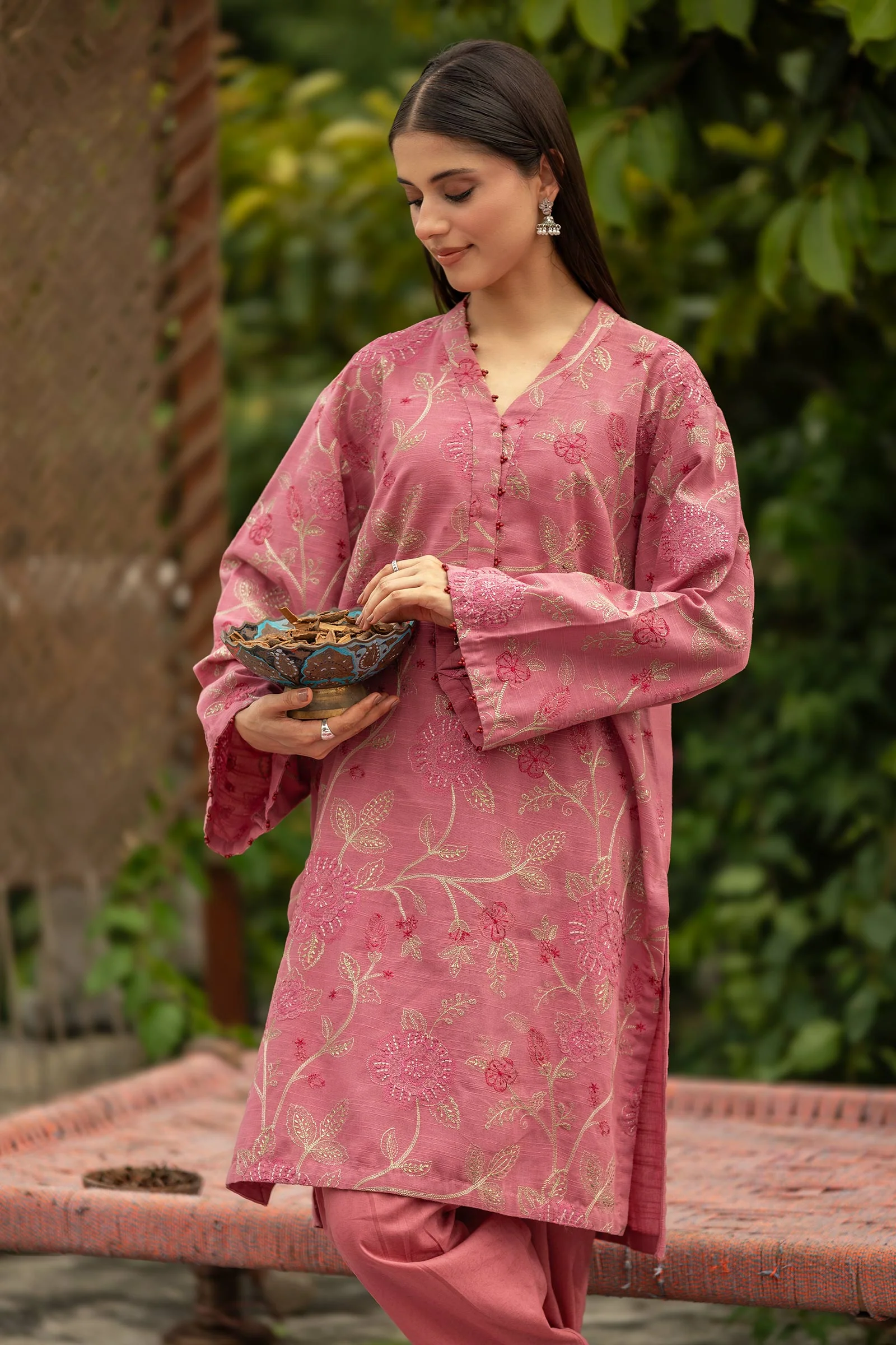 Embroidered Cotton Dobby Shirt