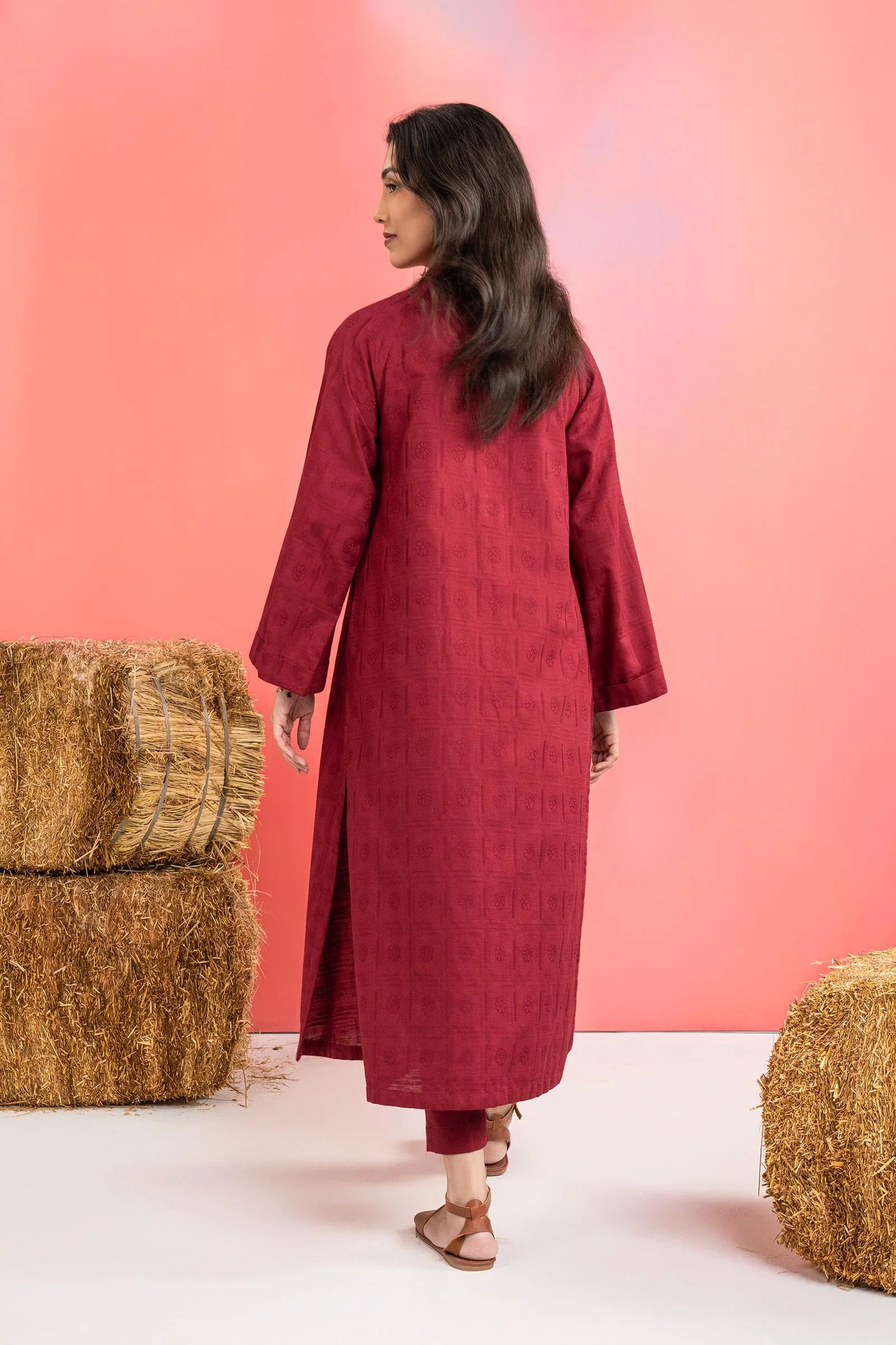 2 Pc Dyed Khaddar Jacquard Suit