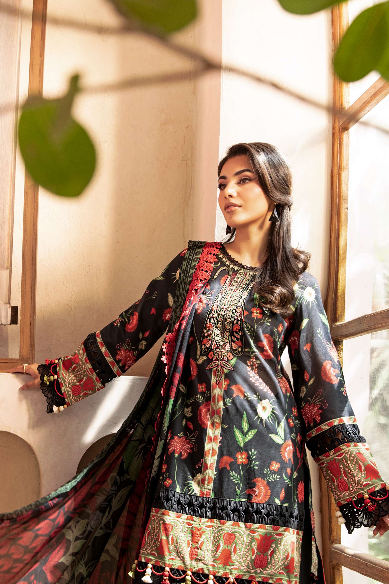3 Pc Unstitched Embroidered Lawn Suit | MB-CUS25-901A