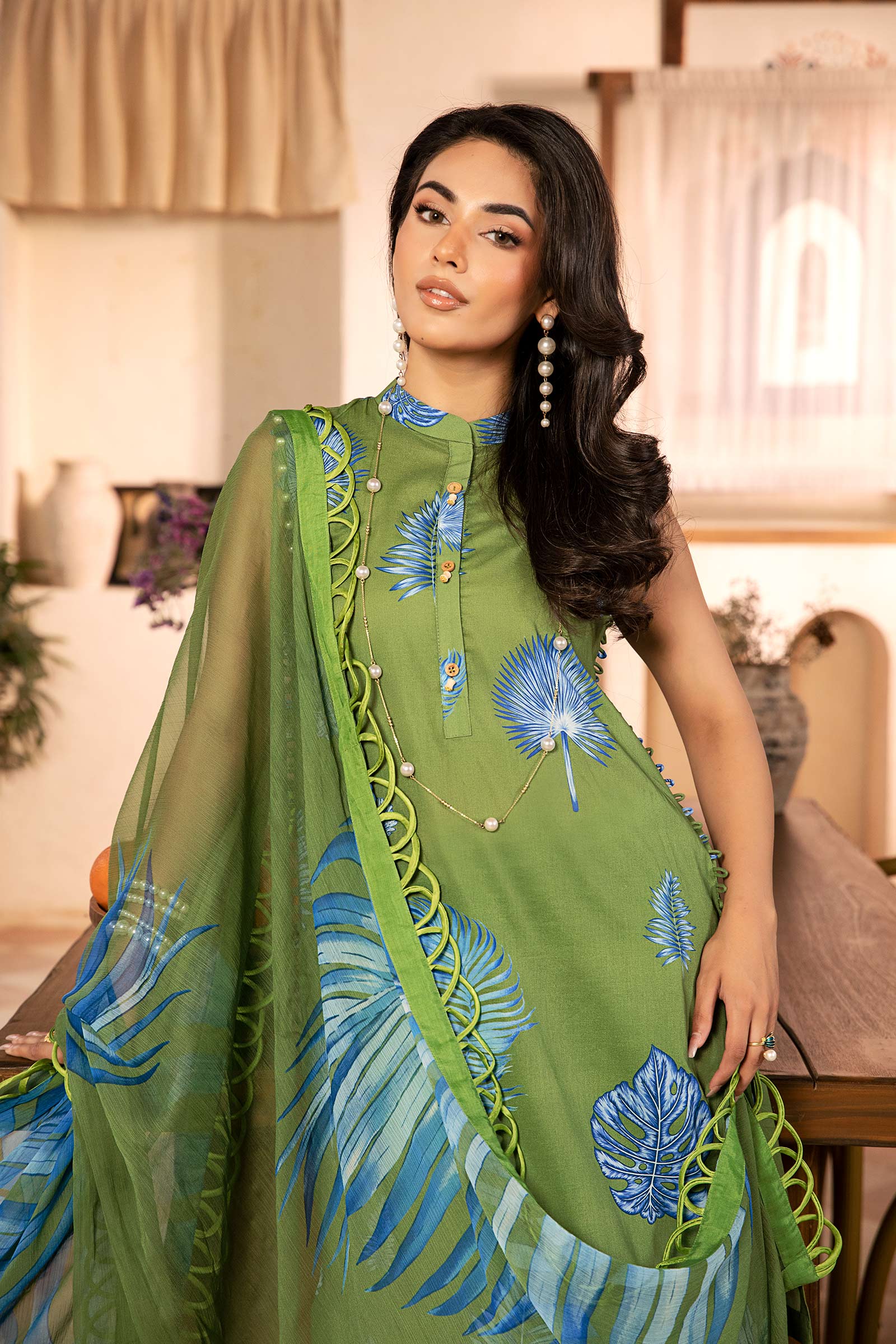 3 Pc Unstitched Embroidered Lawn Suit | MB-CUS25-906A