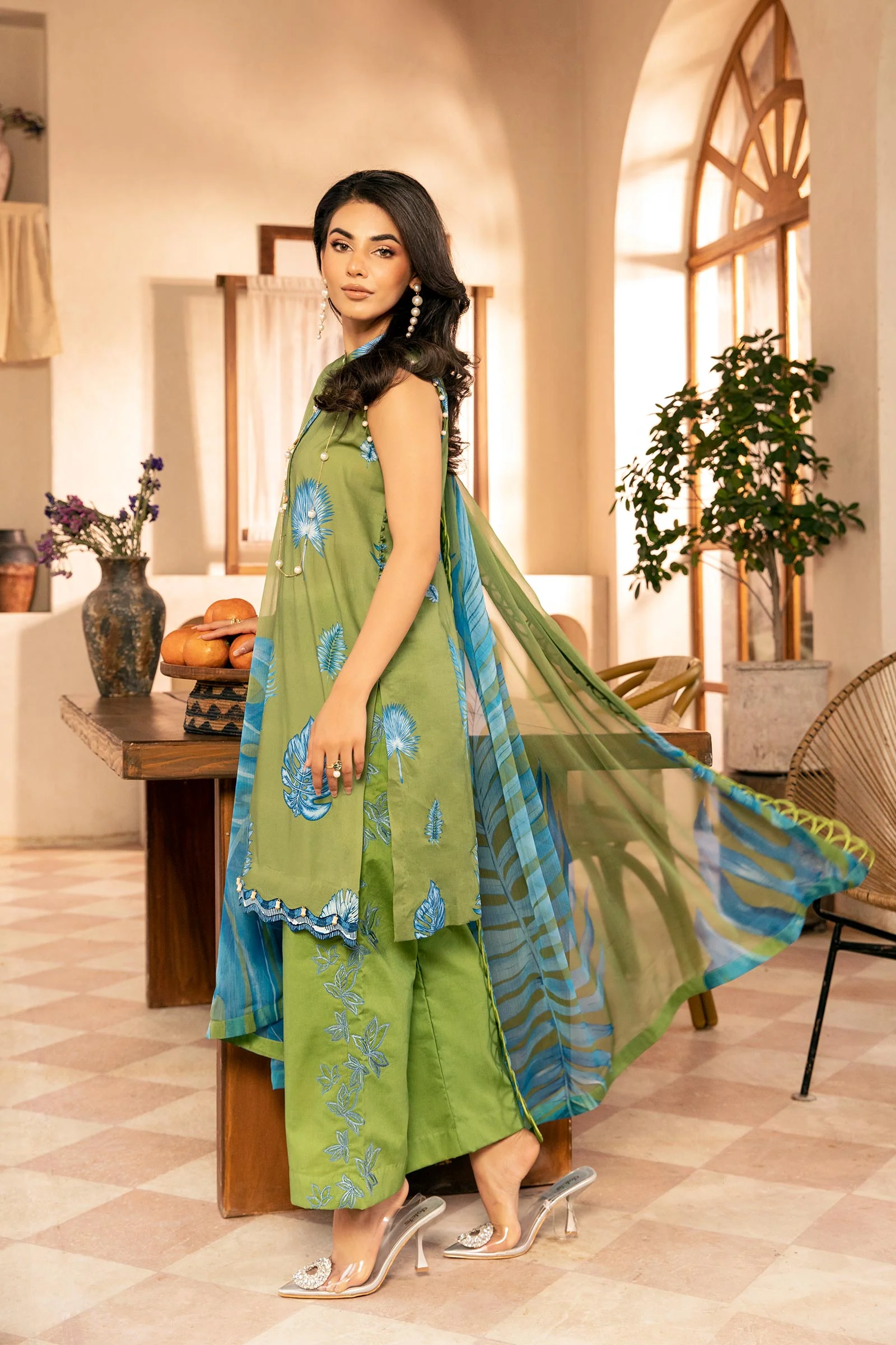 3 Pc Unstitched Embroidered Lawn Suit | MB-CUS25-906A