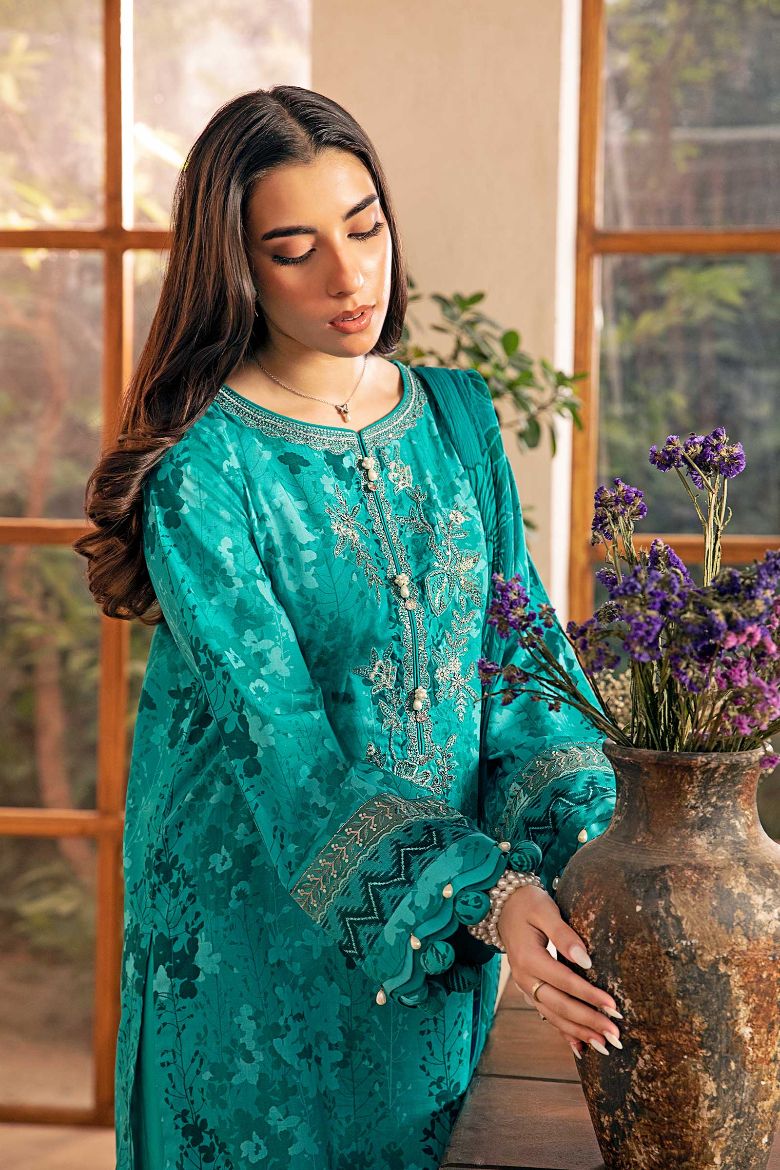 3 Pc Unstitched Embroidered Slub Lawn Suit | MB-CUS25-910A