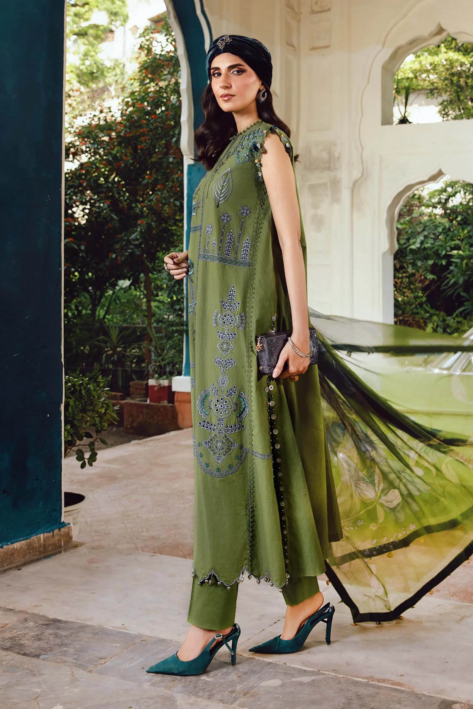 3 Piece Unstitched Embroidered Cambric Suit | MPT-2701-A