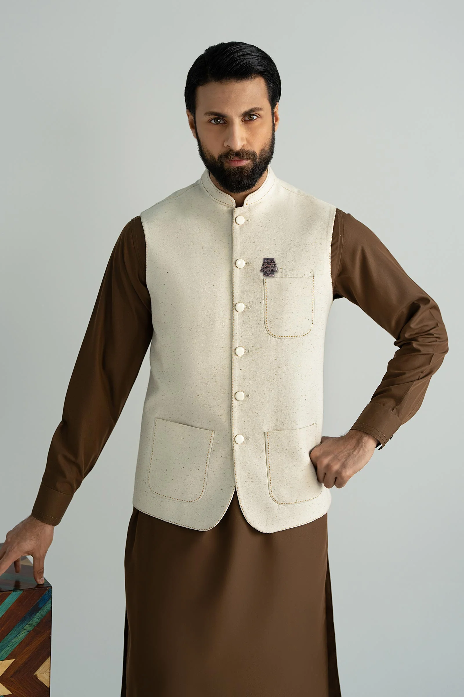 Natural Karandi Waistcoat