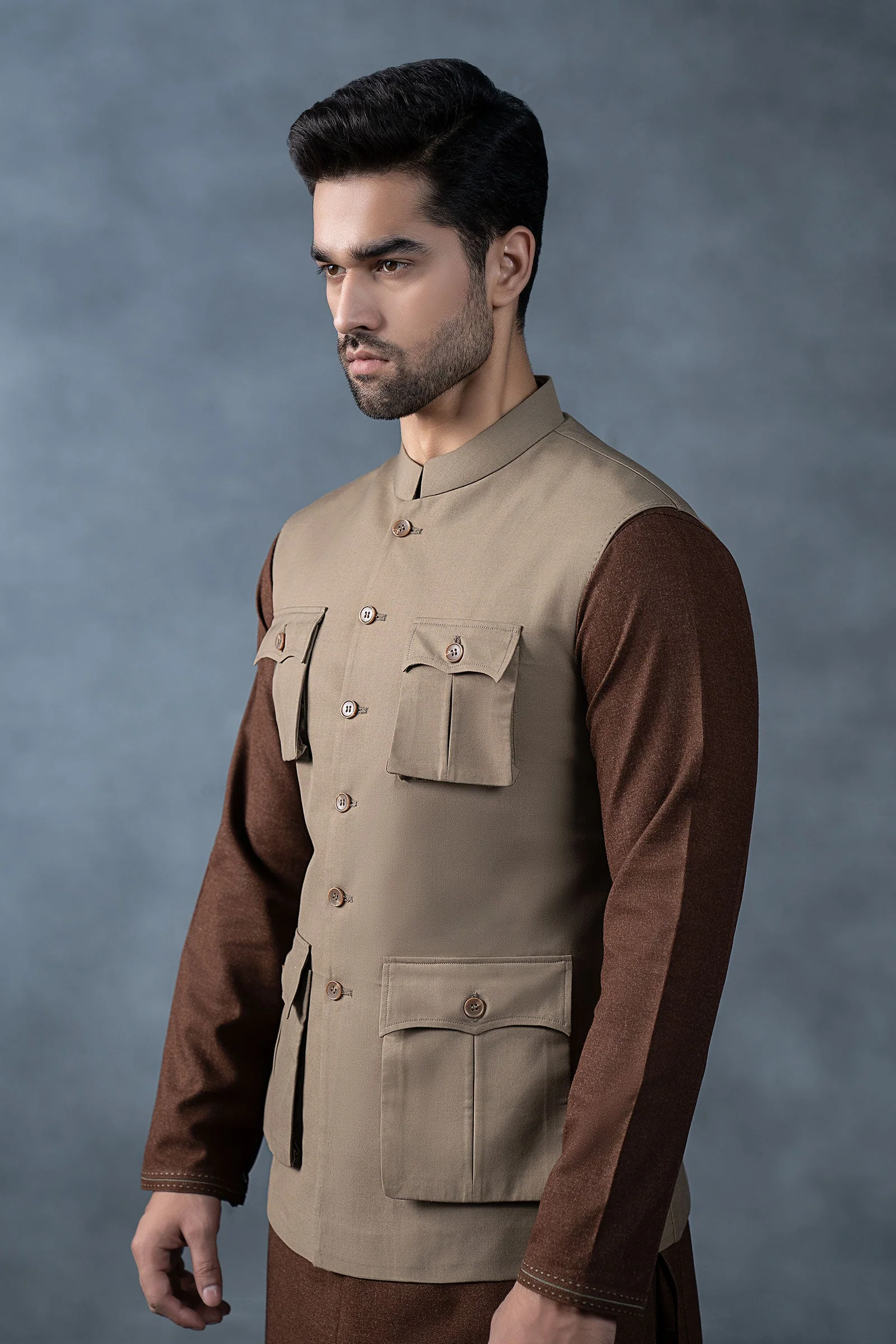 Tropical Khakki Waistcoat