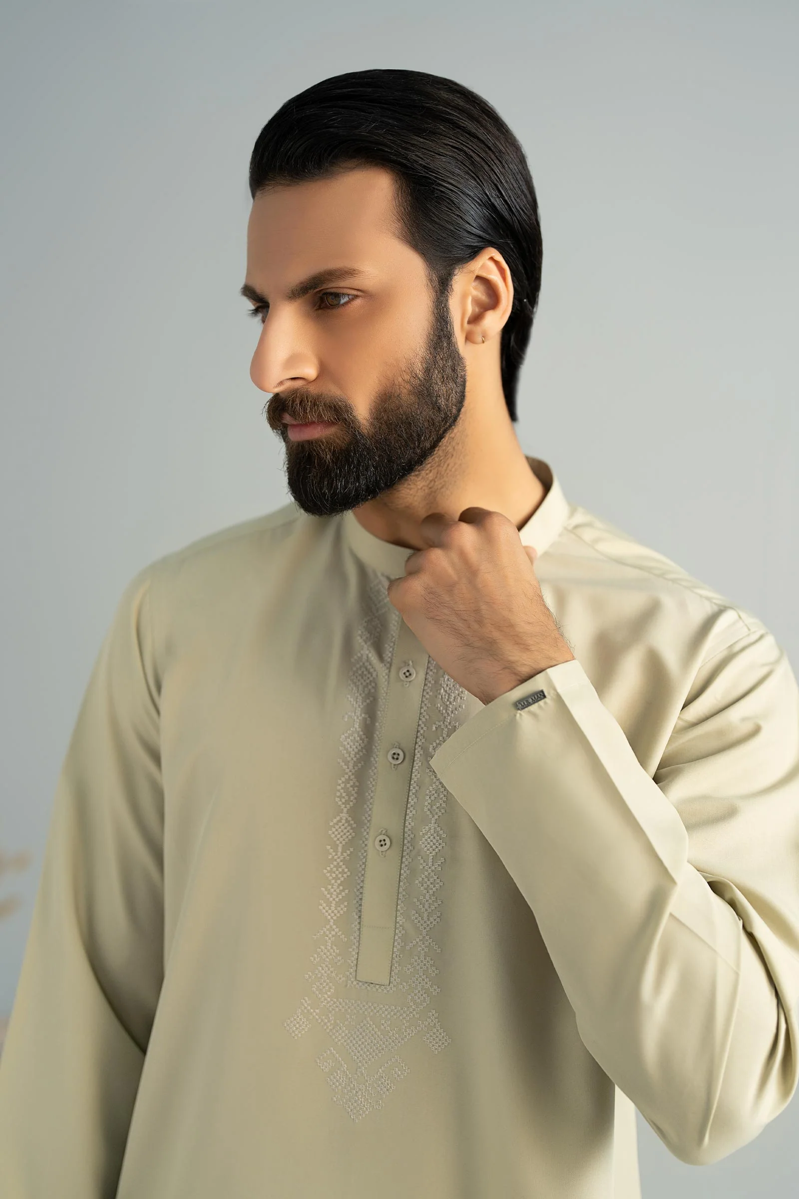 2 Piece Embroidered Blended Suit