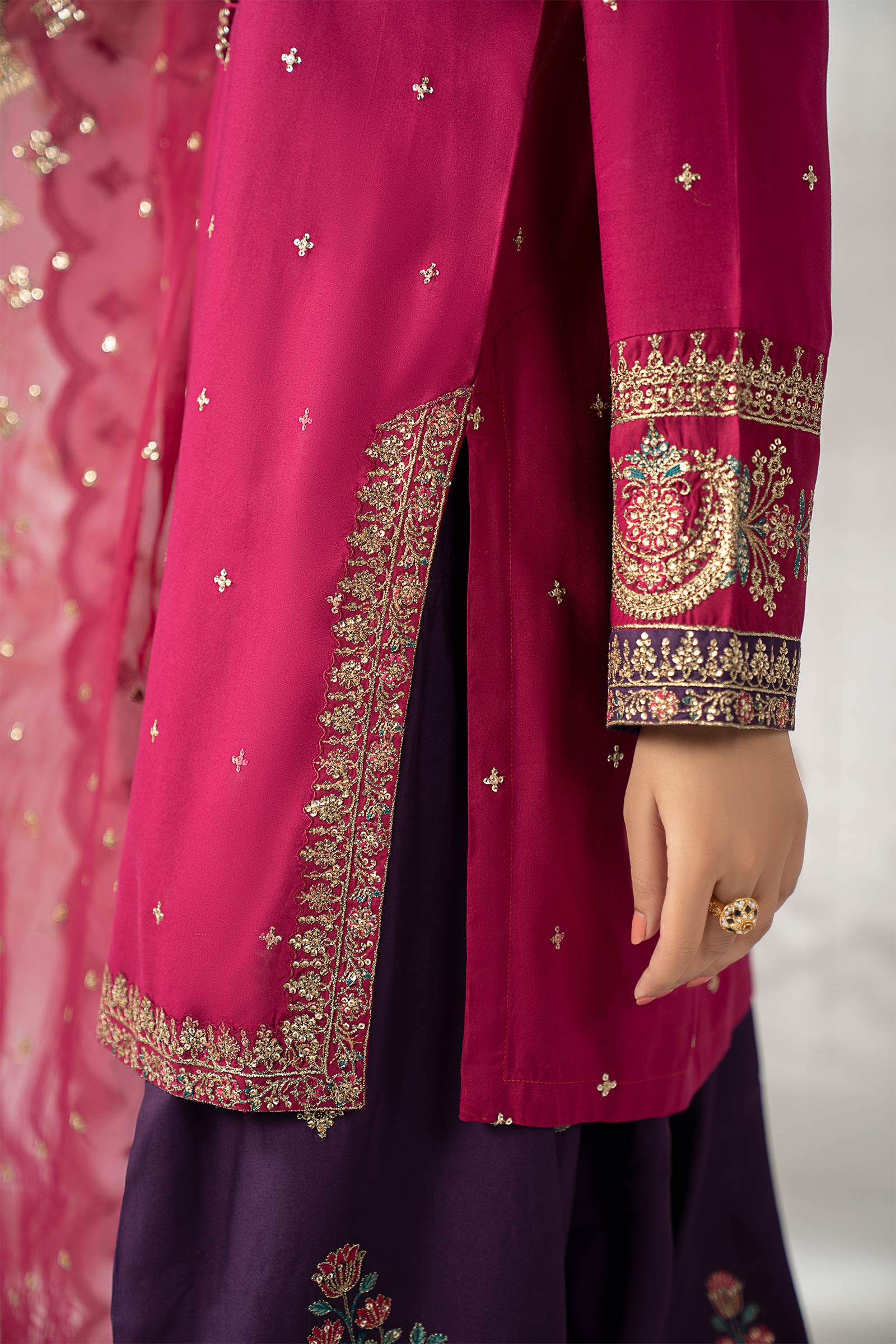 3 Piece Embroidered Linen Suit