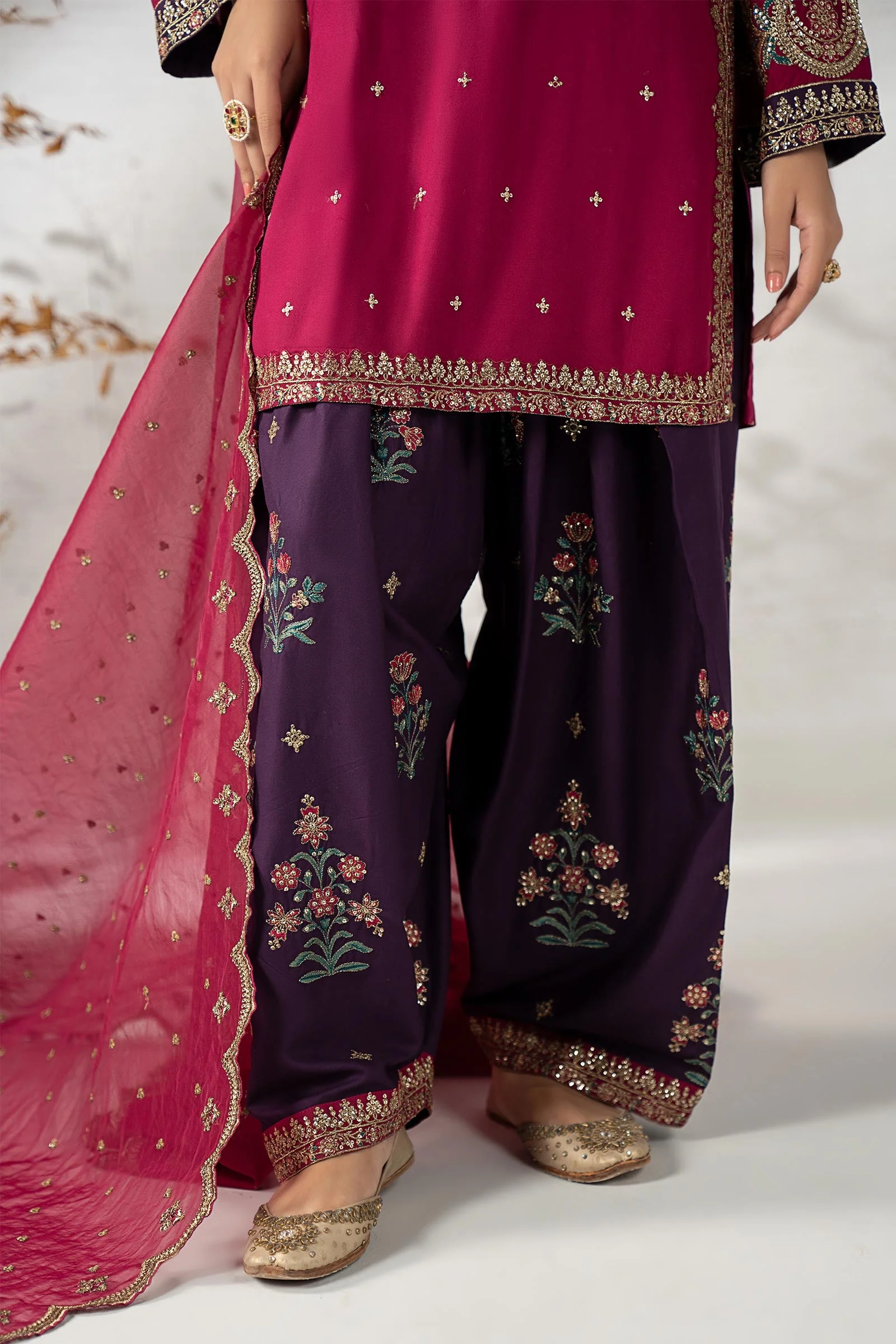 3 Piece Embroidered Linen Suit