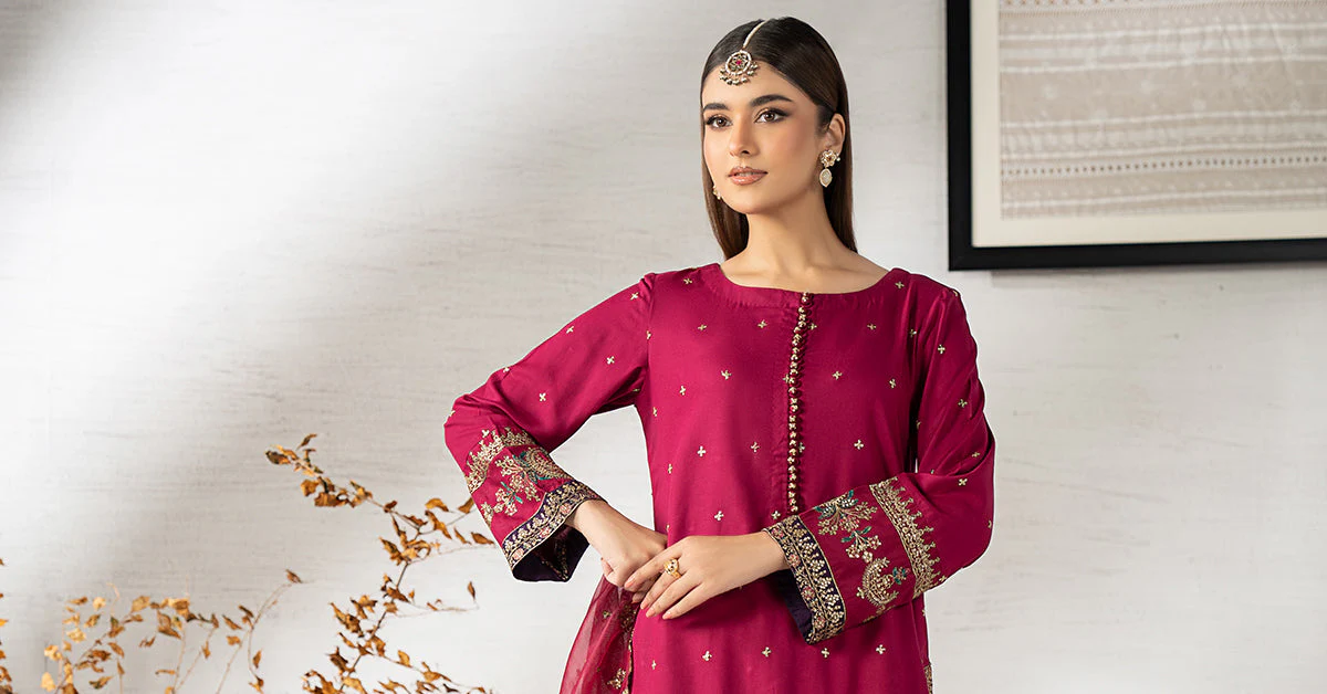 3 Piece Embroidered Linen Suit