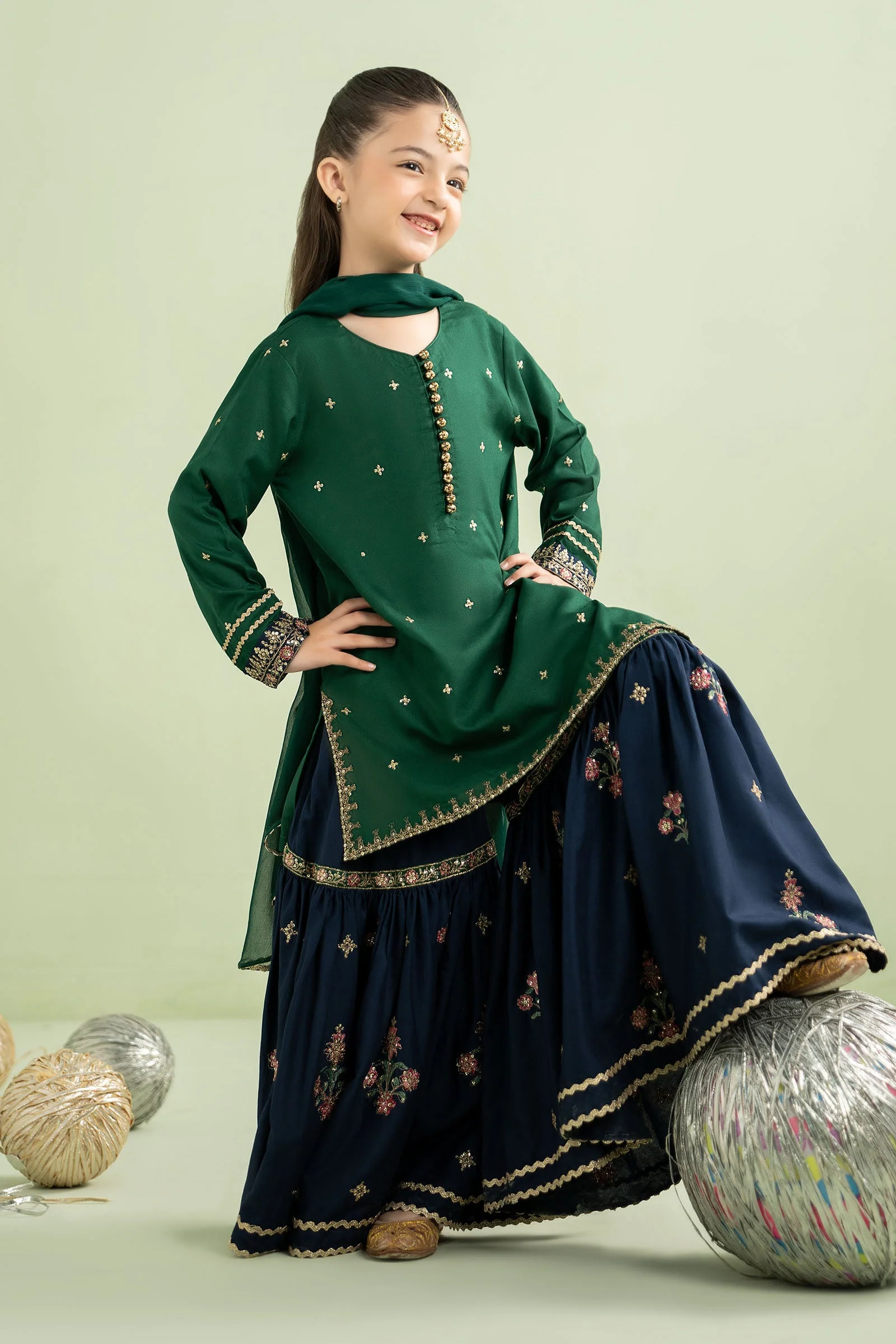 3 Piece Embroidered Linen Suit